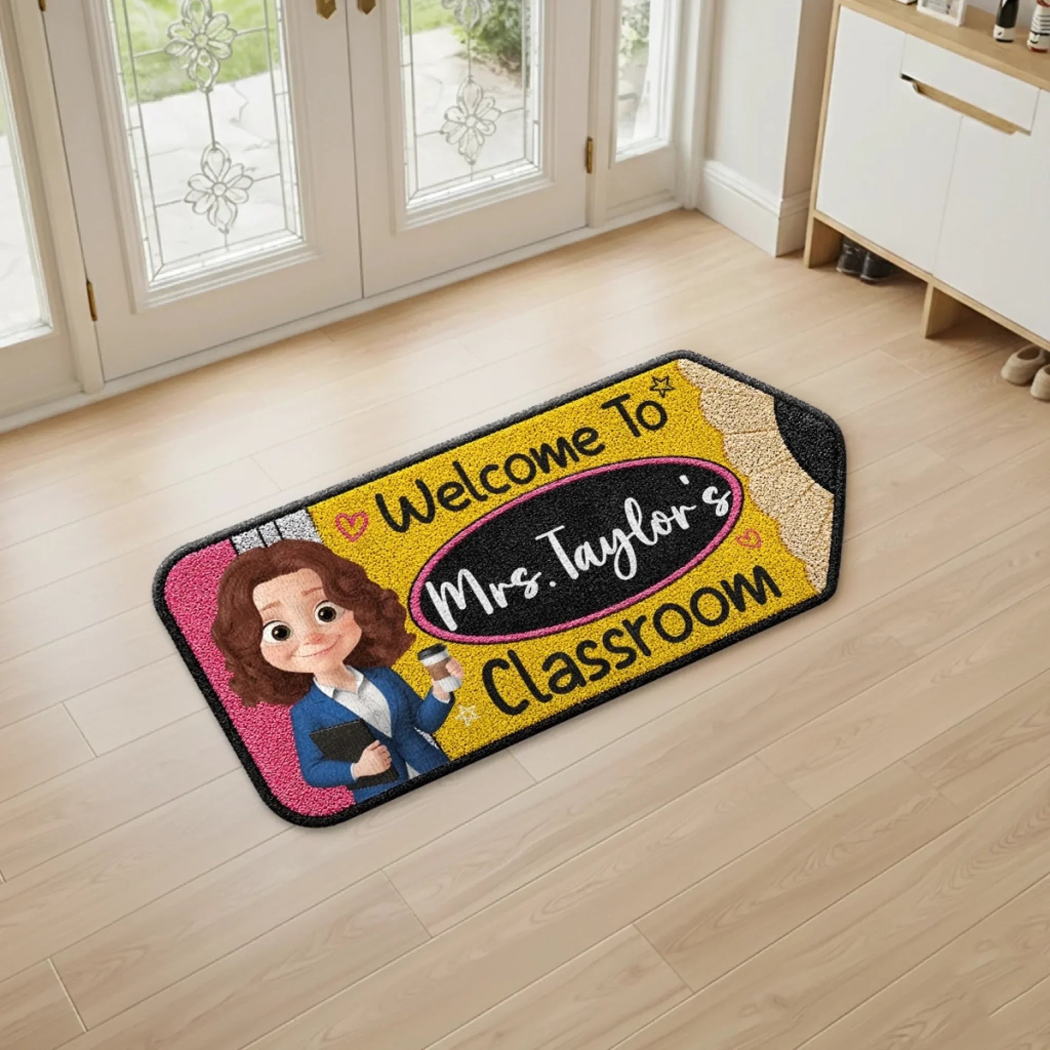 Custom Classroom Decor Shaped Doormat - Personalized Back To School Gifts For Teachers - One Class One Family