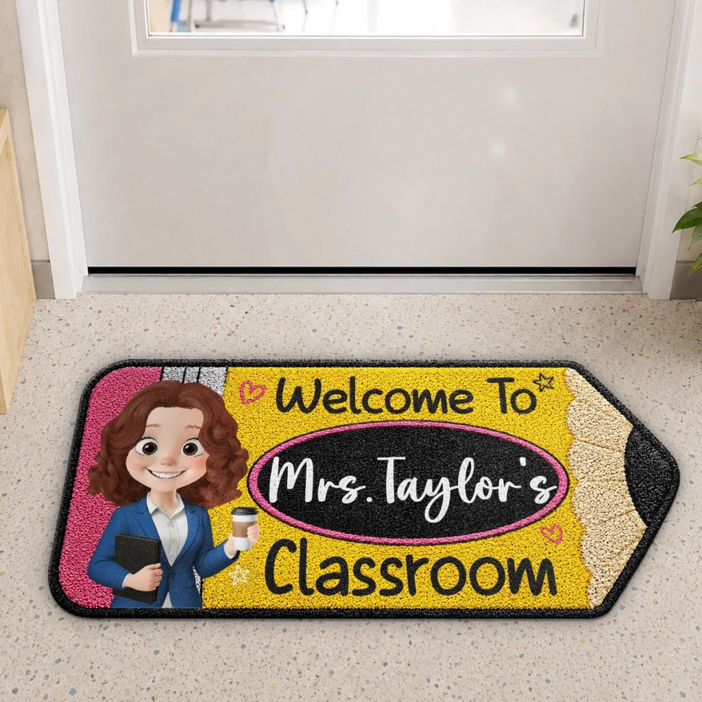 Custom Classroom Decor Shaped Doormat - Personalized Back To School Gifts For Teachers - One Class One Family