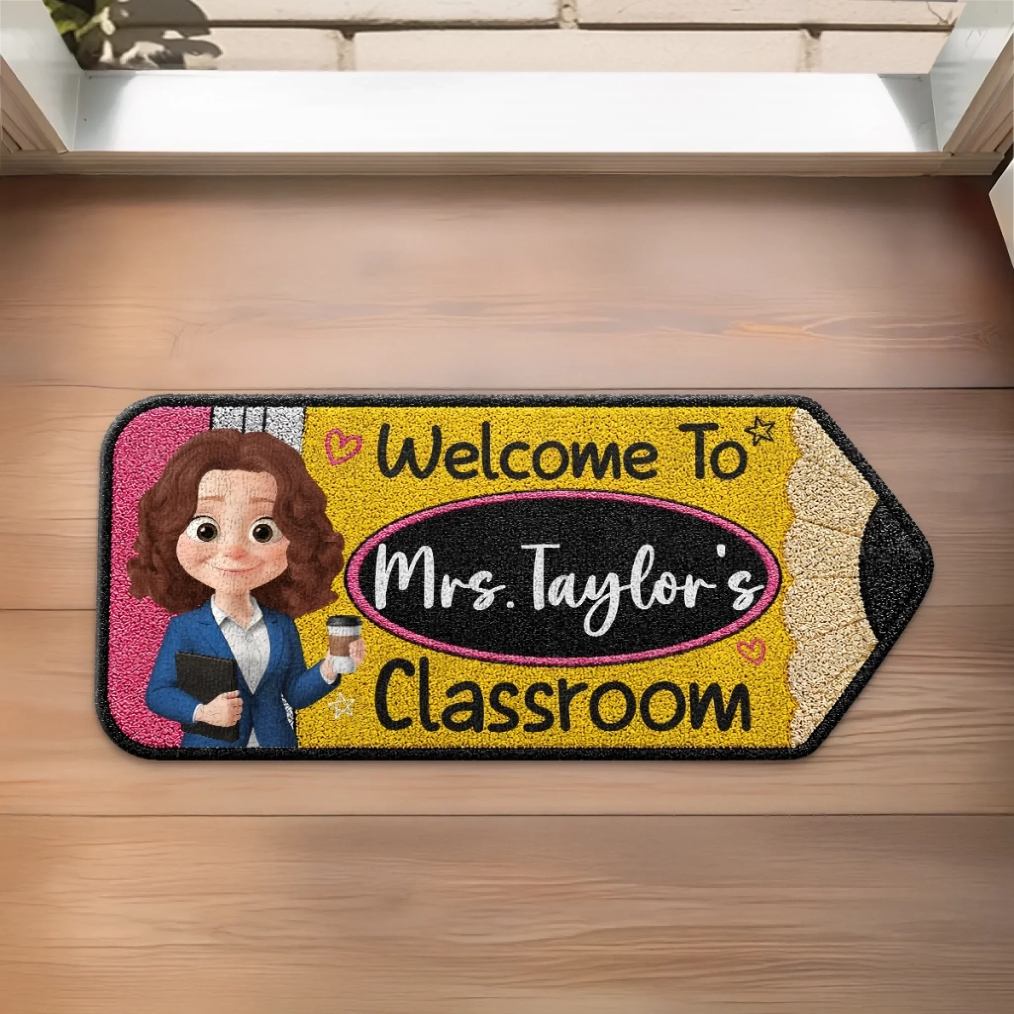 Custom Classroom Decor Shaped Doormat - Personalized Back To School Gifts For Teachers - One Class One Family