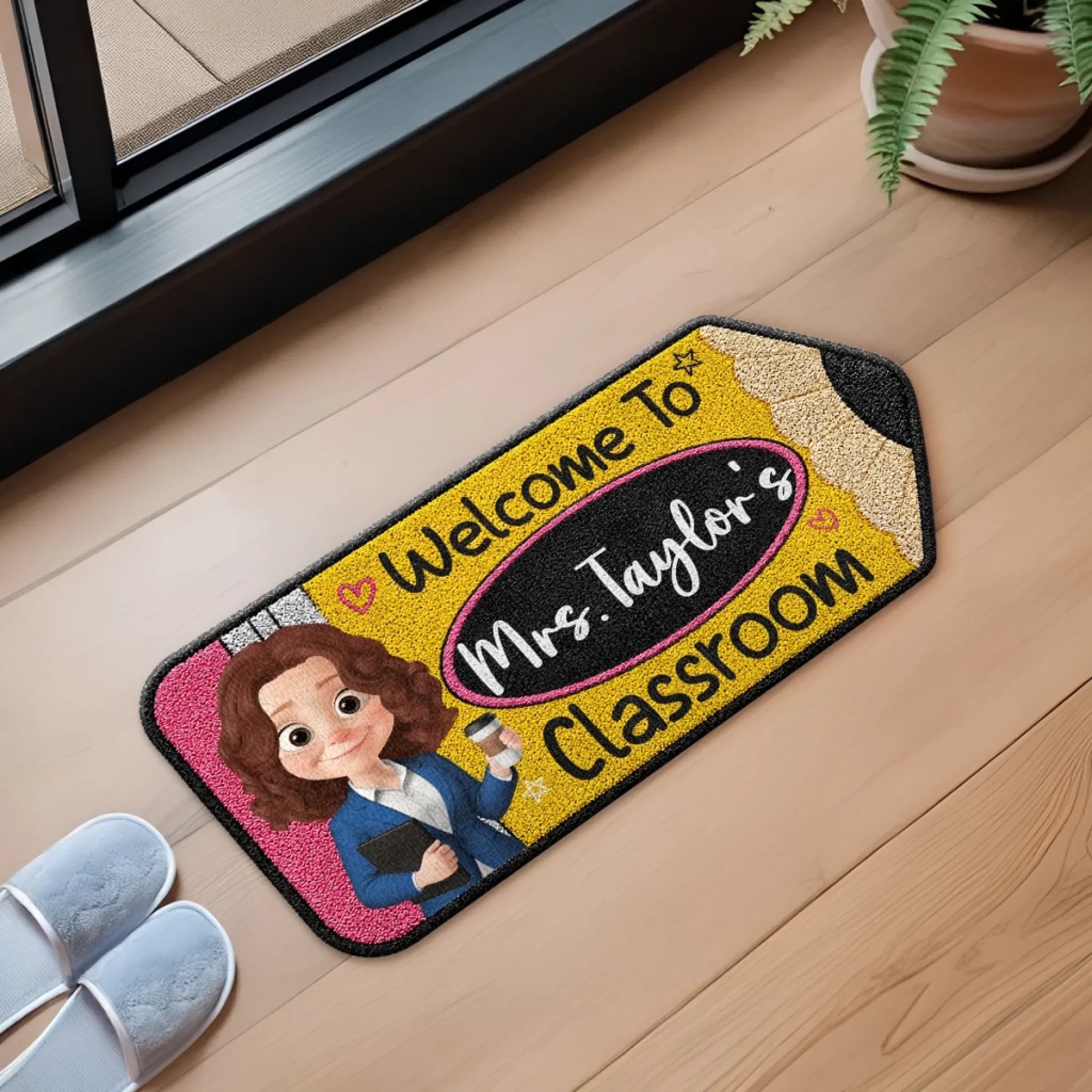 Custom Classroom Decor Shaped Doormat - Personalized Back To School Gifts For Teachers - One Class One Family