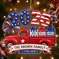 Custom Acrylic Ornament - Personalized America 250th Anniversary Christmas Gifts For Mom, Dad, Brother, Sister - Loaded With Love And American Pride