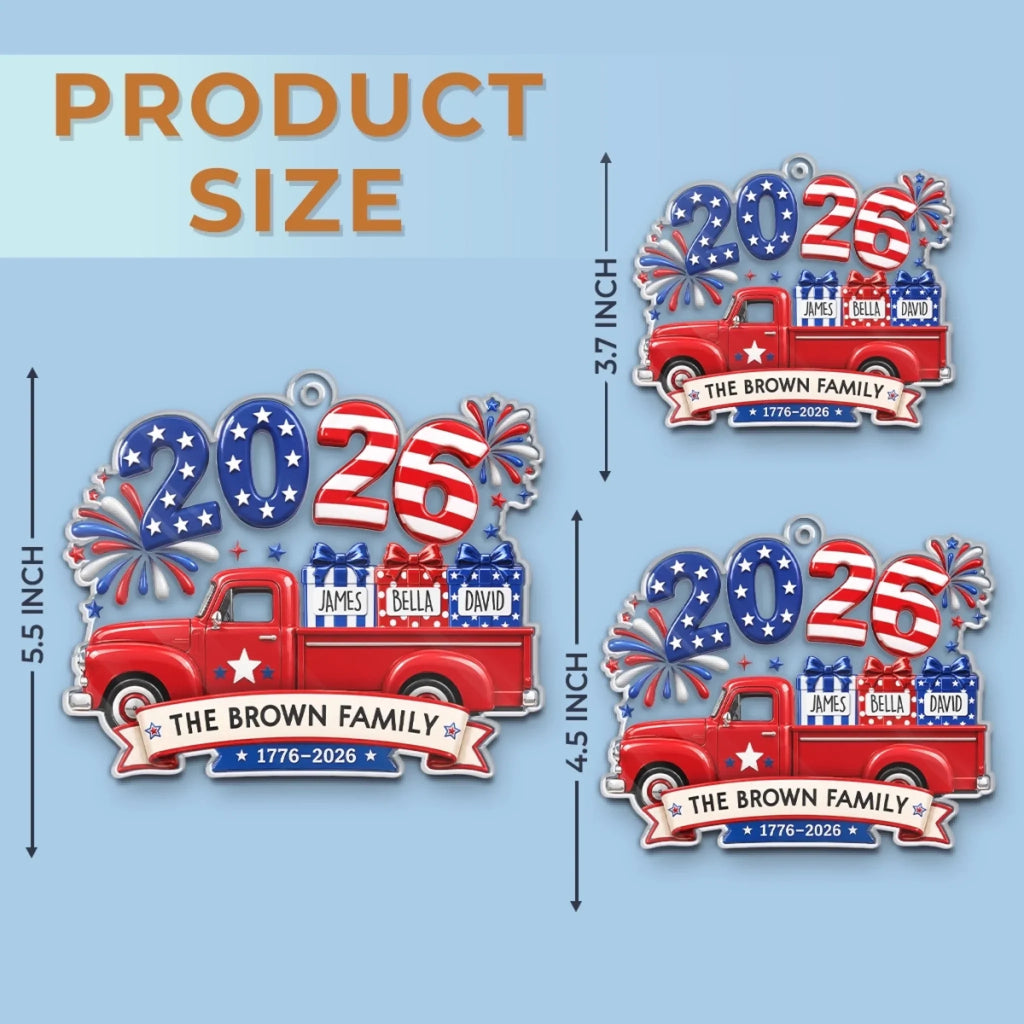 Custom Acrylic Ornament - Personalized America 250th Anniversary Christmas Gifts For Mom, Dad, Brother, Sister - Loaded With Love And American Pride
