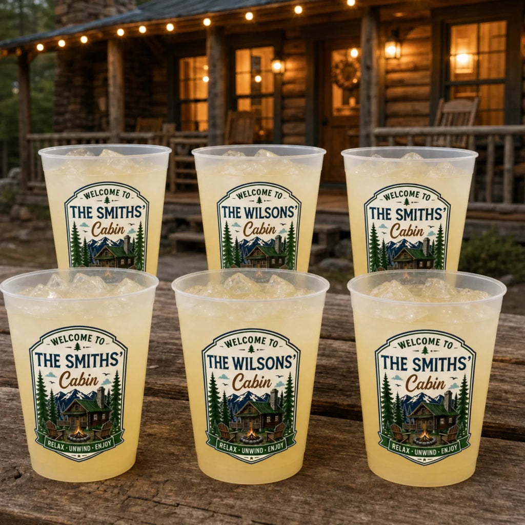 Custom Cabin Party Cups - Personalized Summer Vacation And Travel Gifts For Mom, Dad, Brother, Sister - Cabin Days Forever