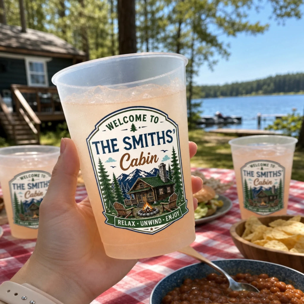 Custom Cabin Party Cups - Personalized Summer Vacation And Travel Gifts For Mom, Dad, Brother, Sister - Cabin Days Forever