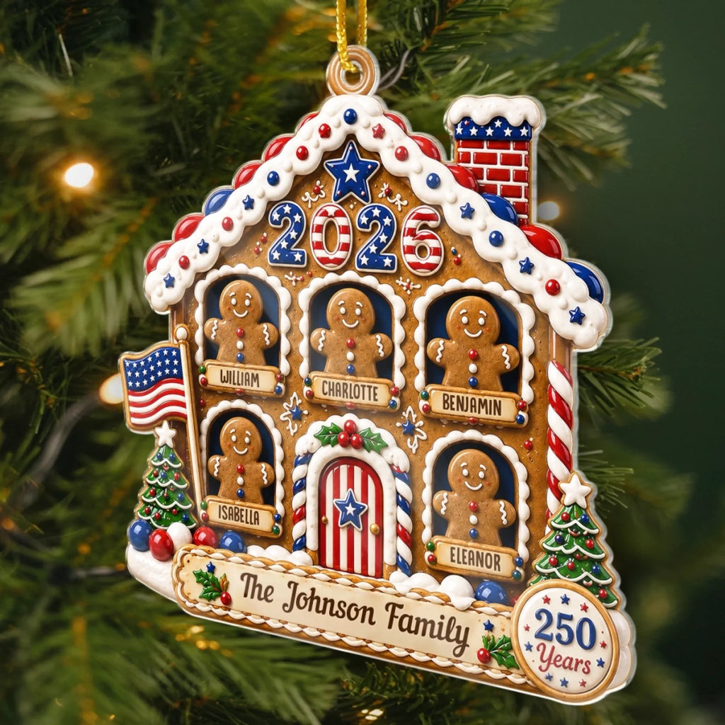Custom Acrylic Ornament - Personalized America 250th Anniversary Christmas Gifts For Mom, Dad, Brother, Sister - Sweet Memories Built Together