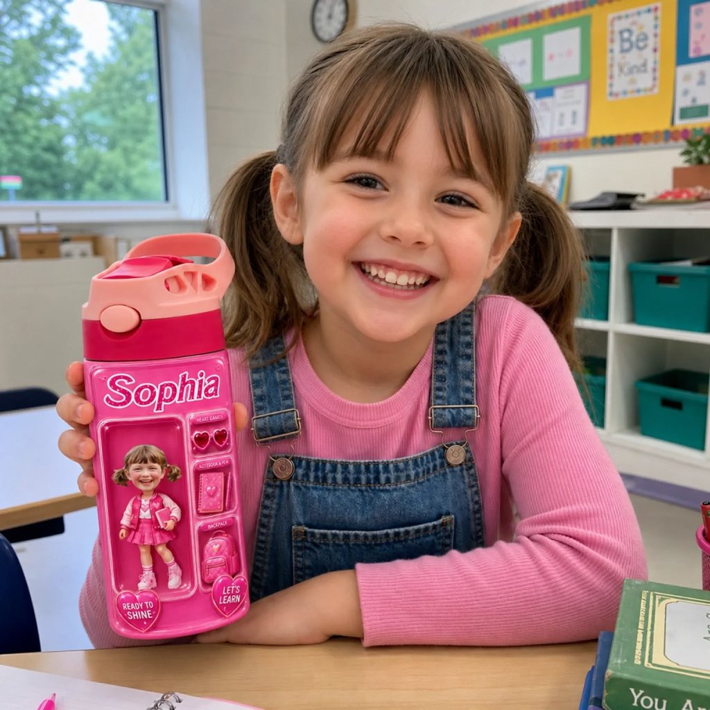 Custom Photo Kids Insulated Water Bottle - Personalized Back To School Gifts For Kids - Little Adventure Awaits