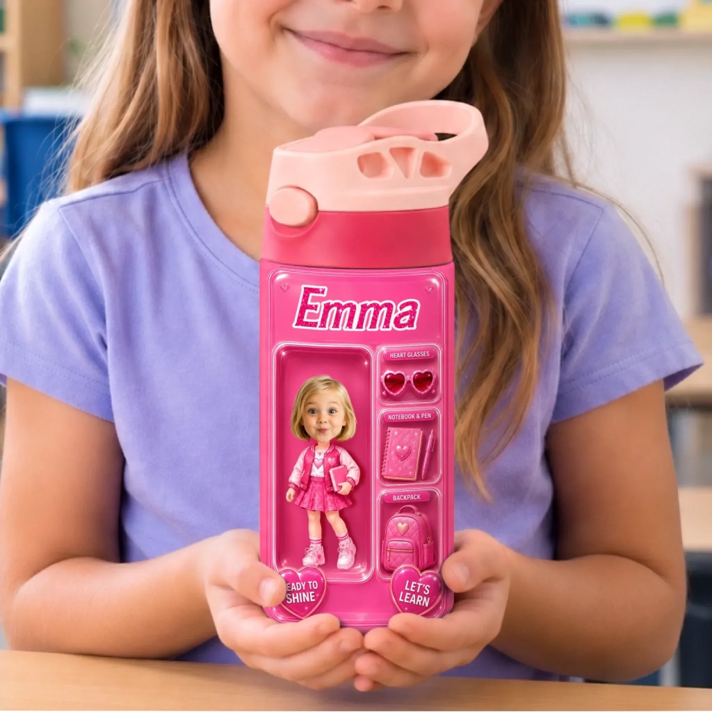 Custom Photo Kids Insulated Water Bottle - Personalized Back To School Gifts For Kids - Little Adventure Awaits