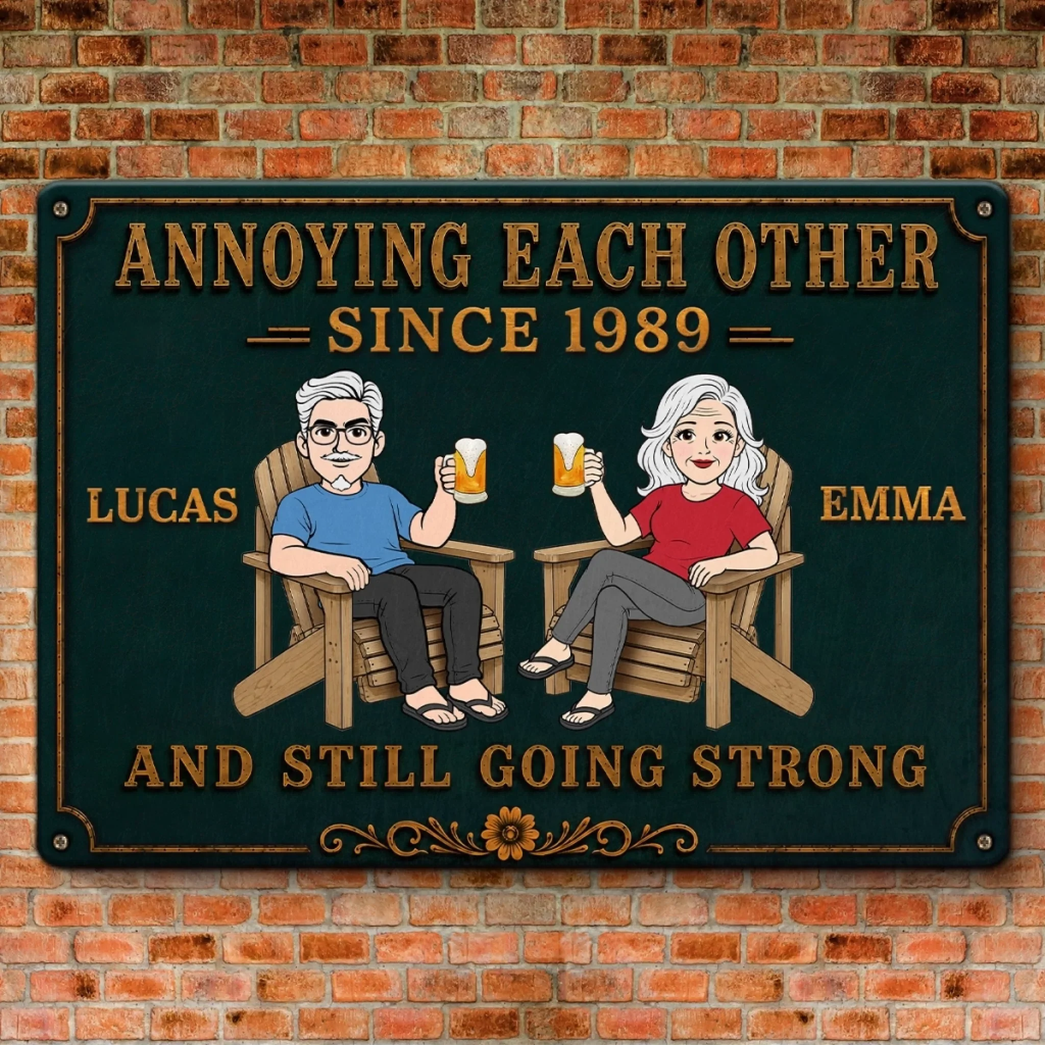 Custom Home Decor Metal Sign - Personalized  Anniversary Wedding Gifts For Husband And Wife, Him And Her - Crazy Love That Lasts Forever
