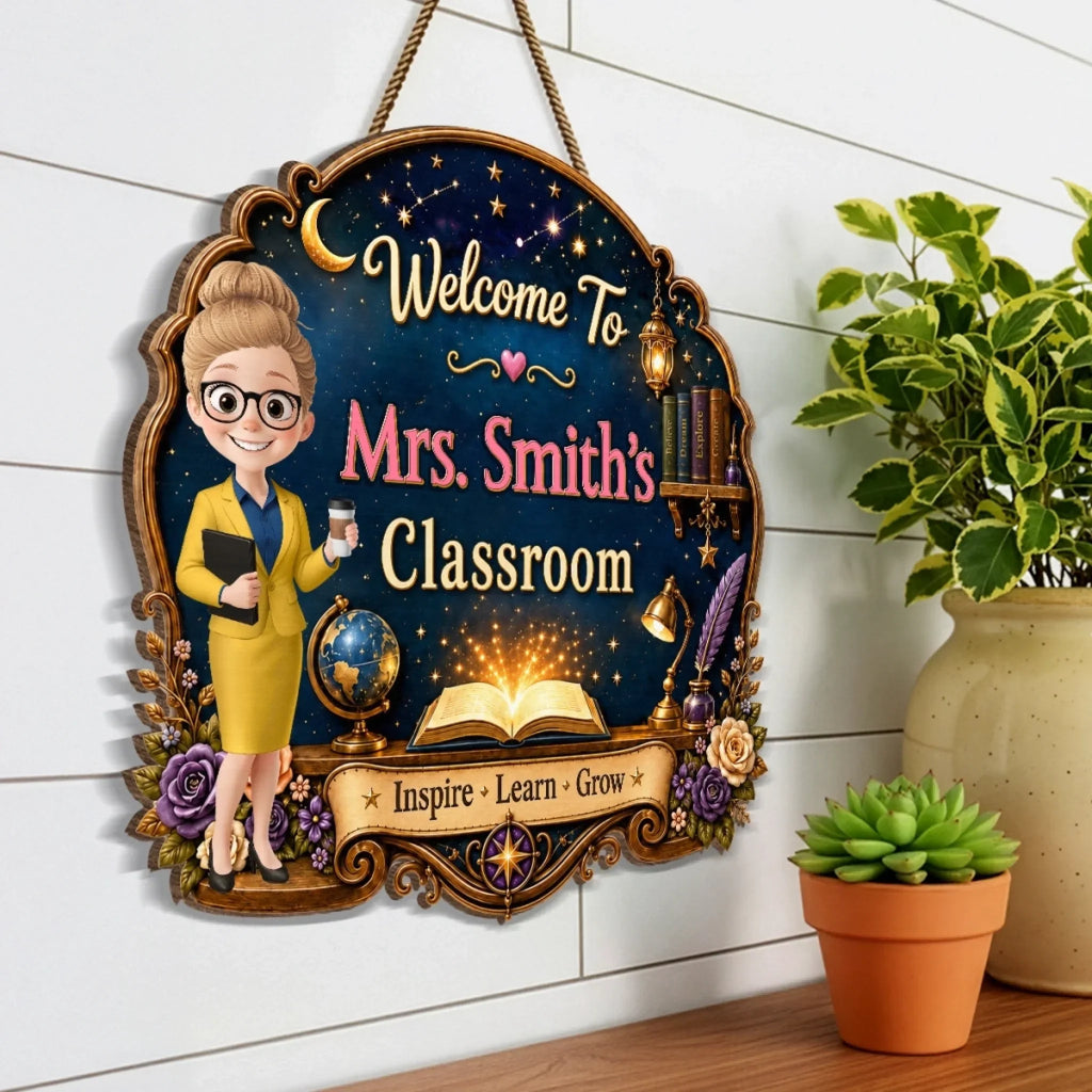 Custom Classroom Decor Wood Sign - Personalized Back To School Gifts For Teachers - Best Teacher, Best Classroom Ever