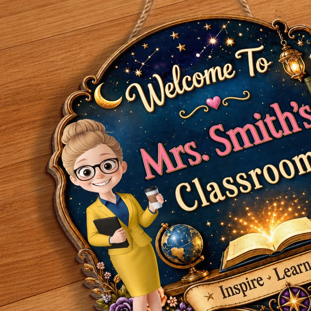 Custom Classroom Decor Wood Sign - Personalized Back To School Gifts For Teachers - Best Teacher, Best Classroom Ever
