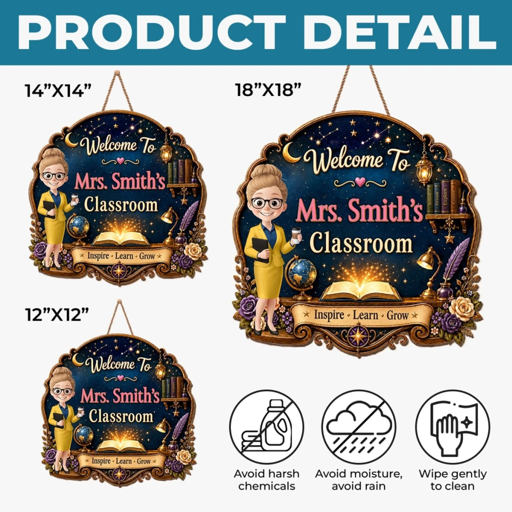 Custom Classroom Decor Wood Sign - Personalized Back To School Gifts For Teachers - Best Teacher, Best Classroom Ever