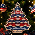 Custom Wooden Ornament - Personalized America 250th Anniversary Christmas Gifts For Mom, Dad, Brother, Sister - United Like Branches Rooted In Pride