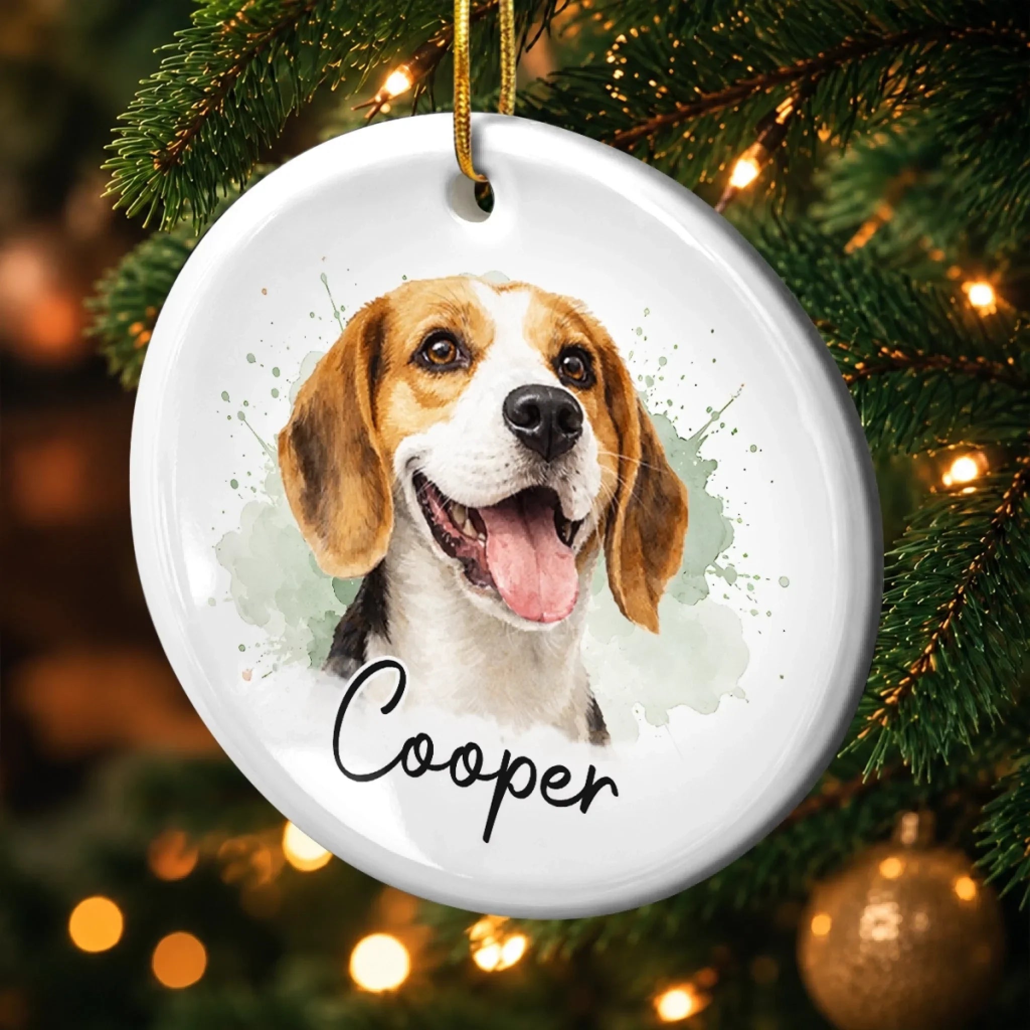 Custom Photo Ceramic Ornament - Personalized Pet Christmas Memorial Sympathy Gifts For Dogs, Cats - Forever Loved Never Forgotten