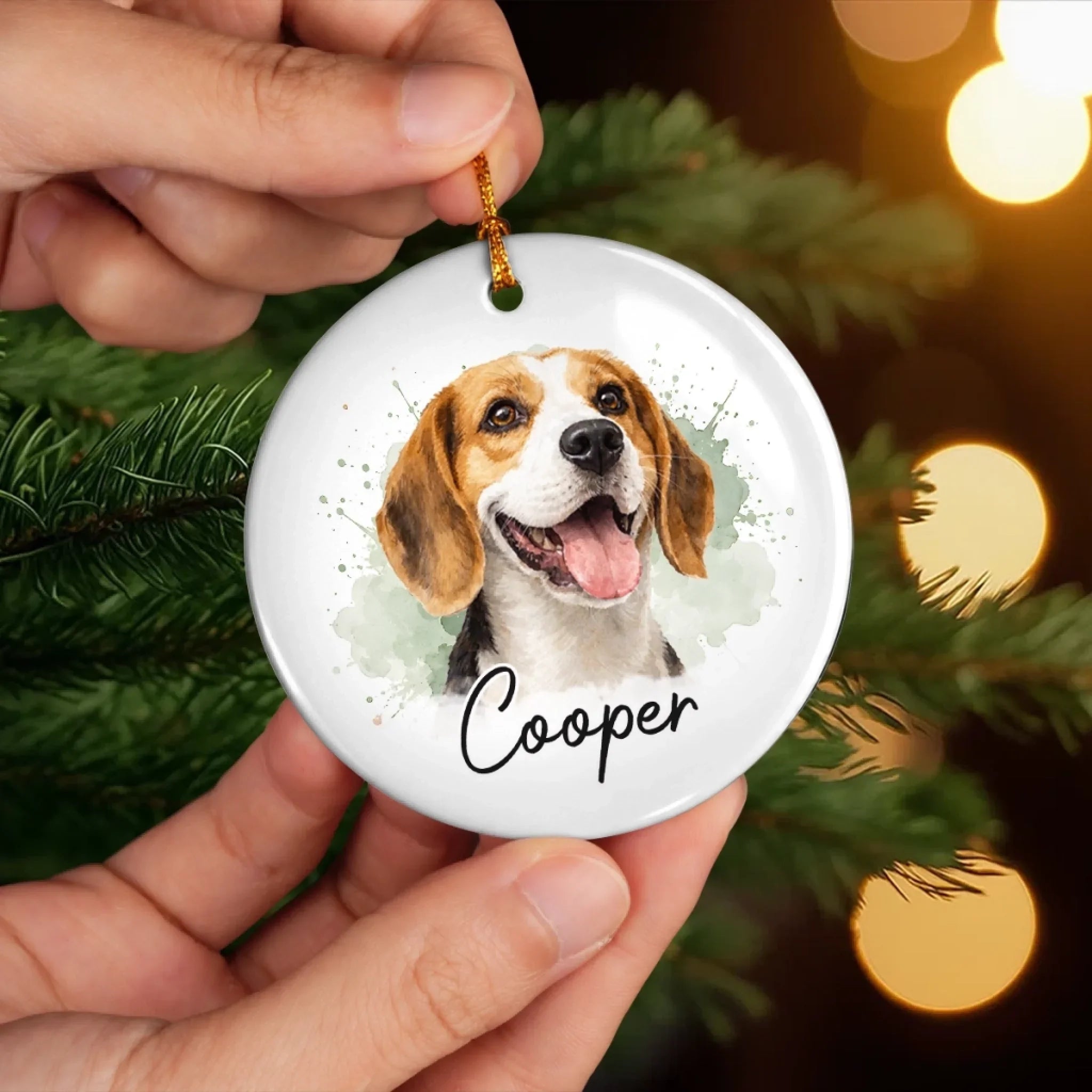Custom Photo Ceramic Ornament - Personalized Pet Christmas Memorial Sympathy Gifts For Dogs, Cats - Forever Loved Never Forgotten
