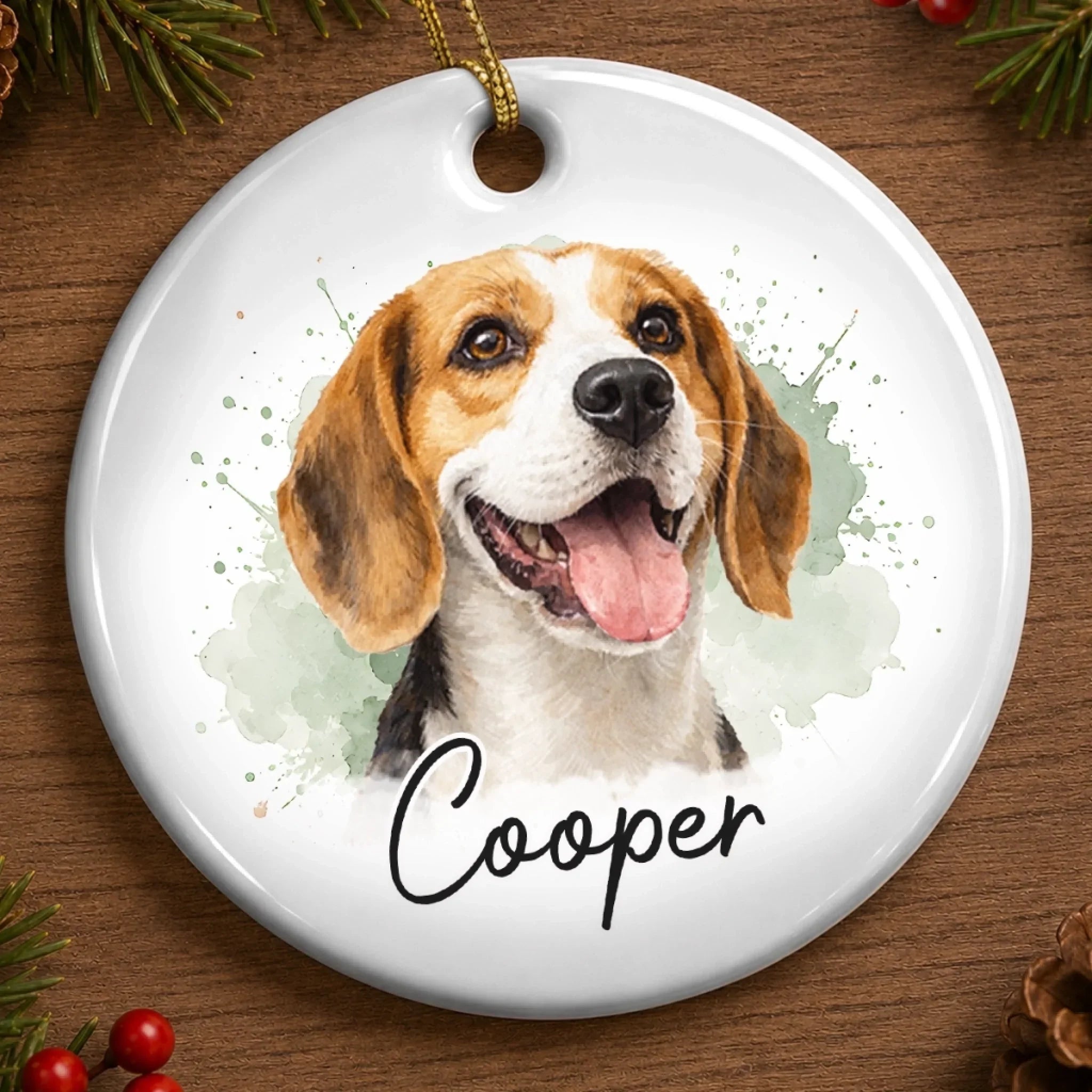 Custom Photo Ceramic Ornament - Personalized Pet Christmas Memorial Sympathy Gifts For Dogs, Cats - Forever Loved Never Forgotten