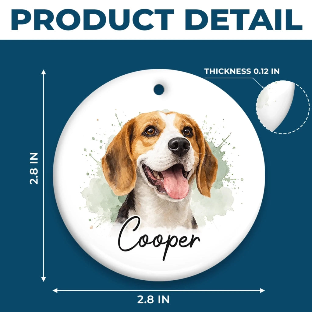 Custom Photo Ceramic Ornament - Personalized Pet Christmas Memorial Sympathy Gifts For Dogs, Cats - Forever Loved Never Forgotten