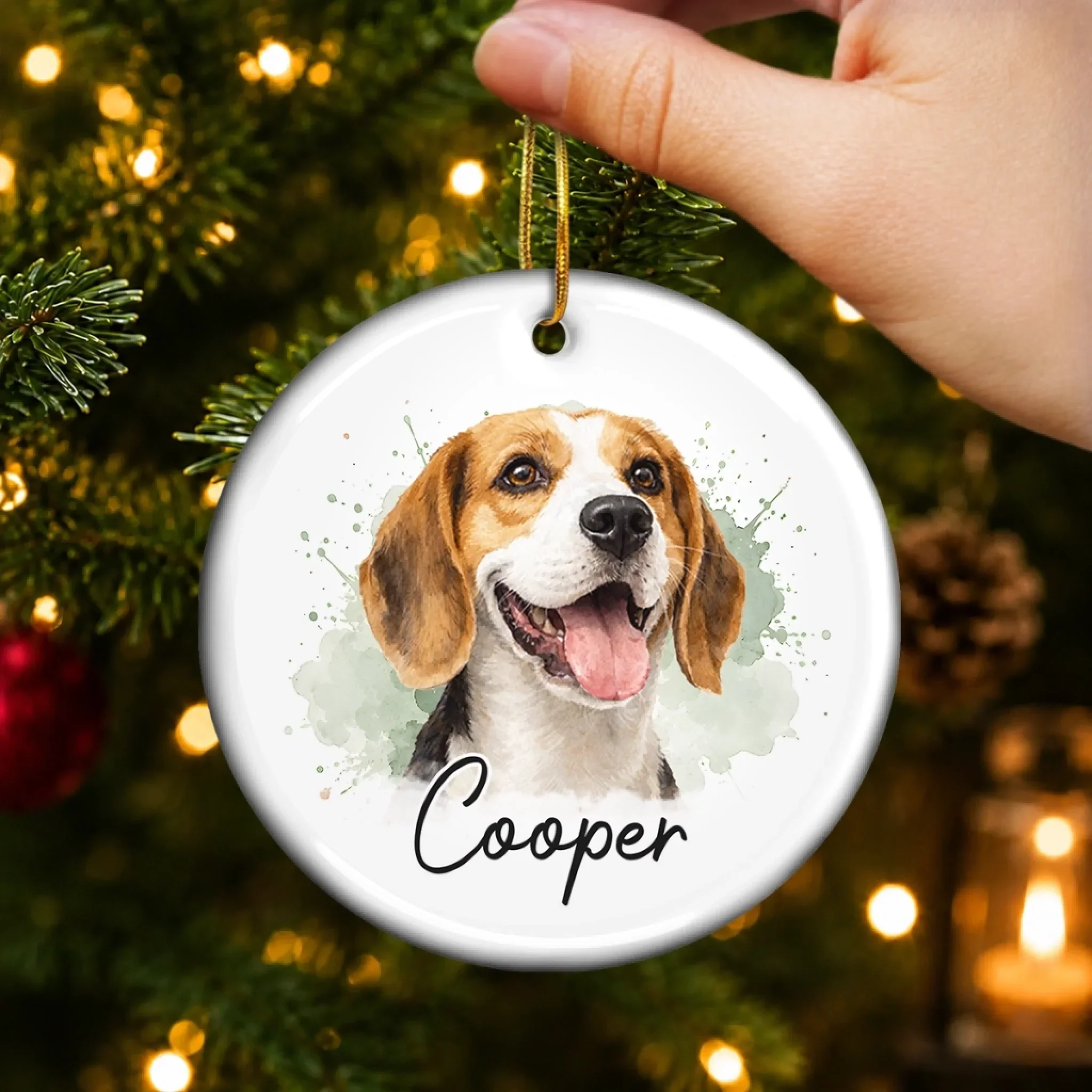 Custom Photo Ceramic Ornament - Personalized Pet Christmas Memorial Sympathy Gifts For Dogs, Cats - Forever Loved Never Forgotten