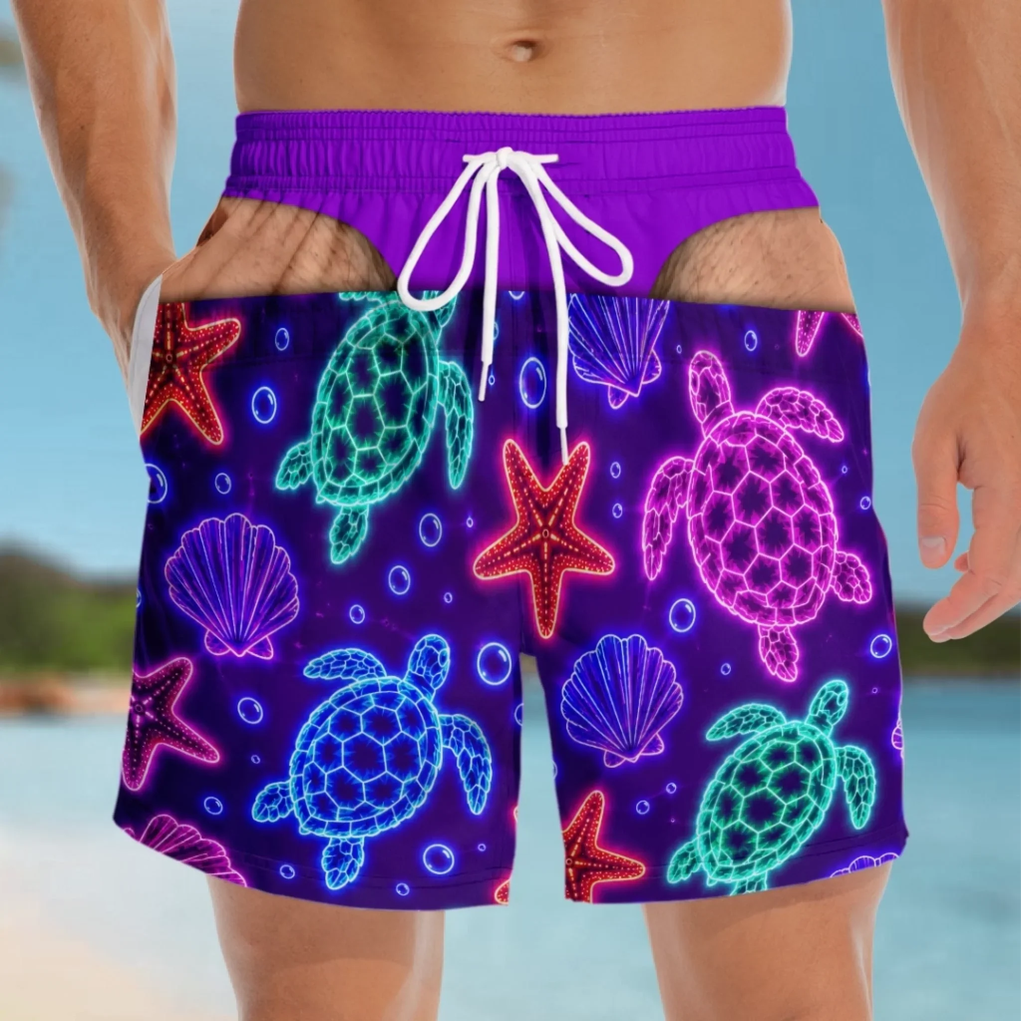 Custom Funny Men Swim Trunks - Personalized Birthday Gifts For Husband, Son, Grandson, Brother, Grandpa, Dad, Yourself - Best View From Behind