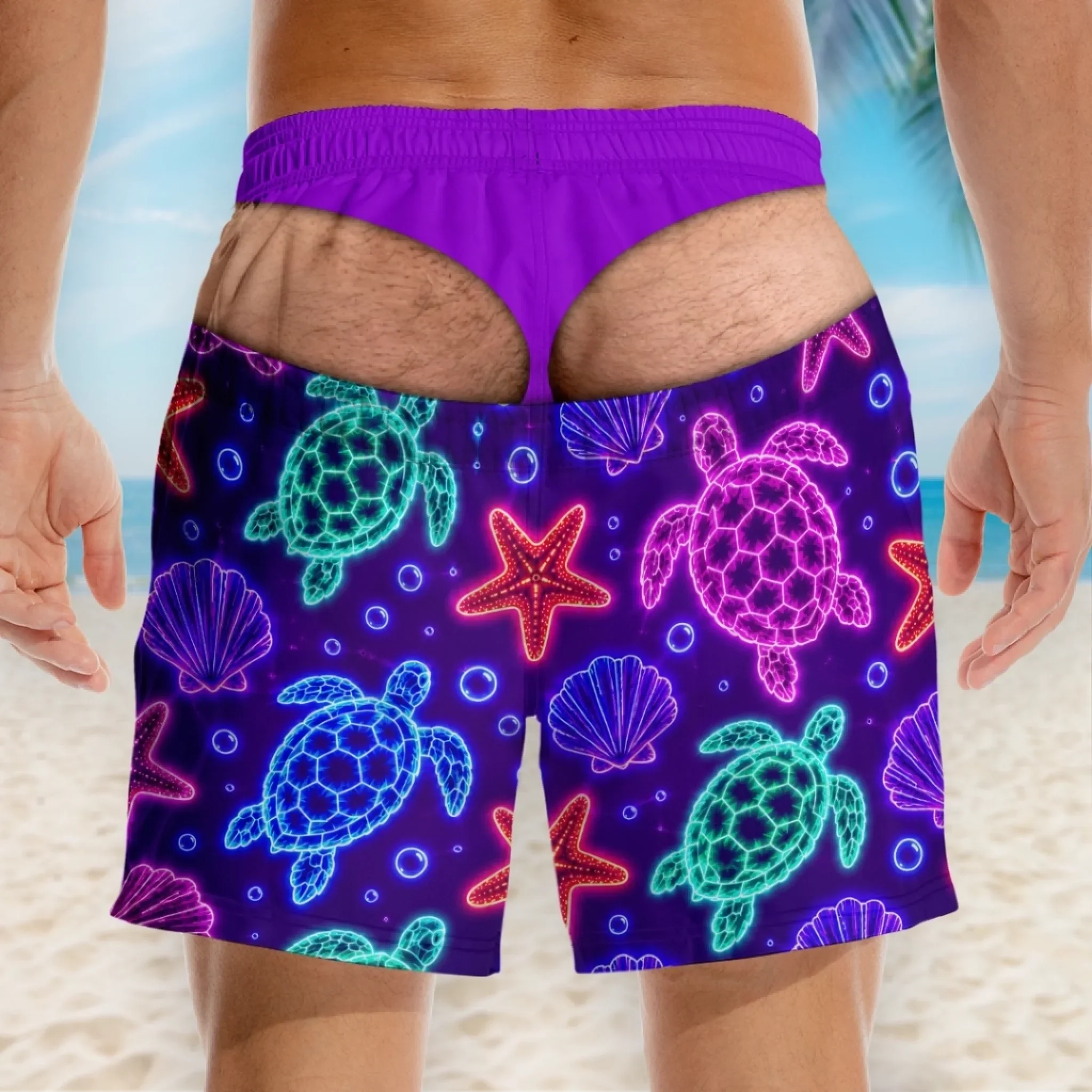 Custom Funny Men Swim Trunks - Personalized Birthday Gifts For Husband, Son, Grandson, Brother, Grandpa, Dad, Yourself - Best View From Behind