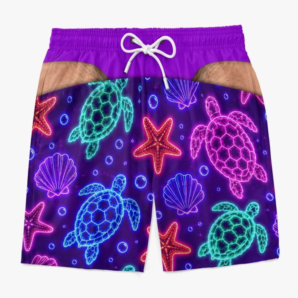 Custom Funny Men Swim Trunks - Personalized Birthday Gifts For Husband, Son, Grandson, Brother, Grandpa, Dad, Yourself - Best View From Behind