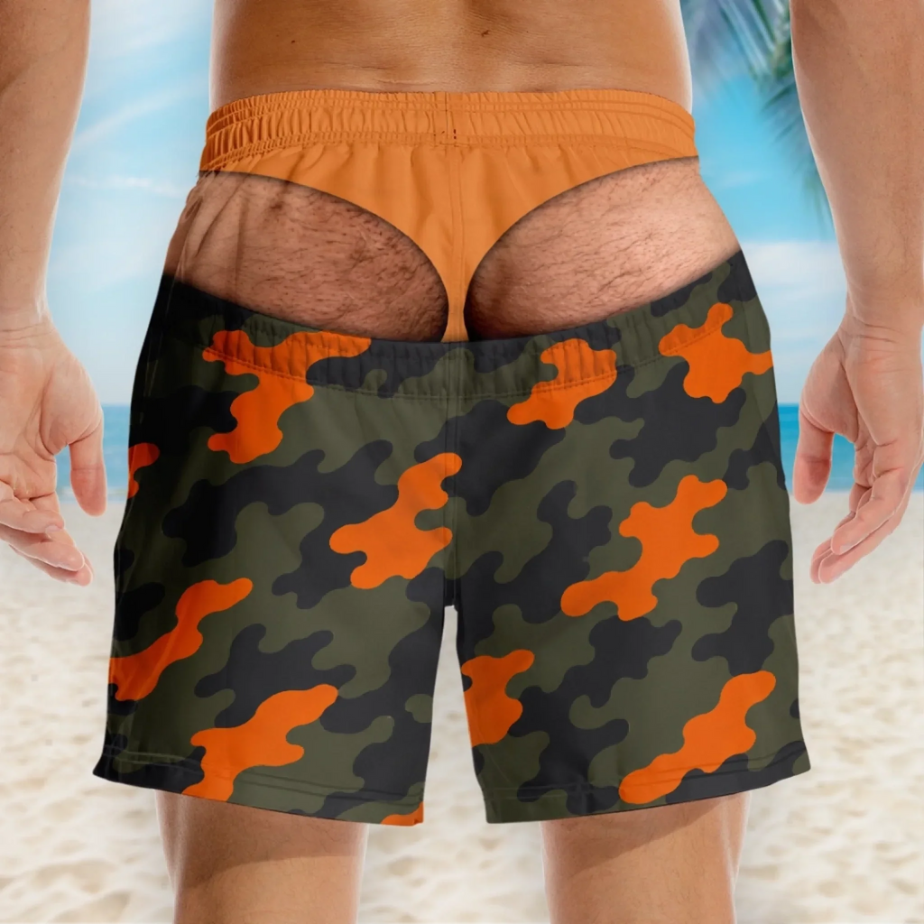 Custom Funny Men Swim Trunks - Personalized Birthday Gifts For Husband, Son, Grandson, Brother, Grandpa, Dad, Yourself - The View Gets Better