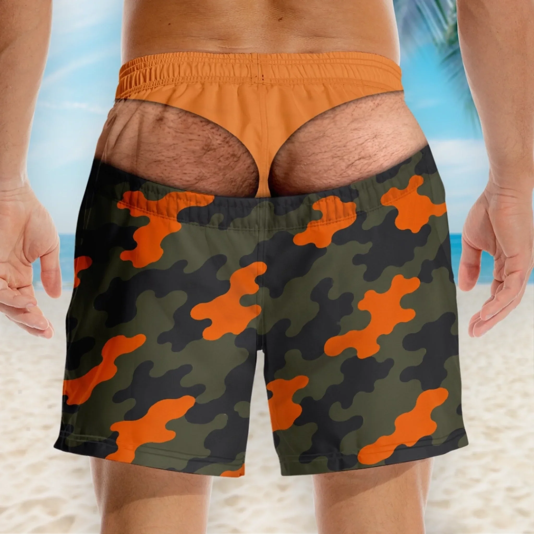 Custom Funny Men Swim Trunks - Personalized Birthday Gifts For Husband, Son, Grandson, Brother, Grandpa, Dad, Yourself - The View Gets Better