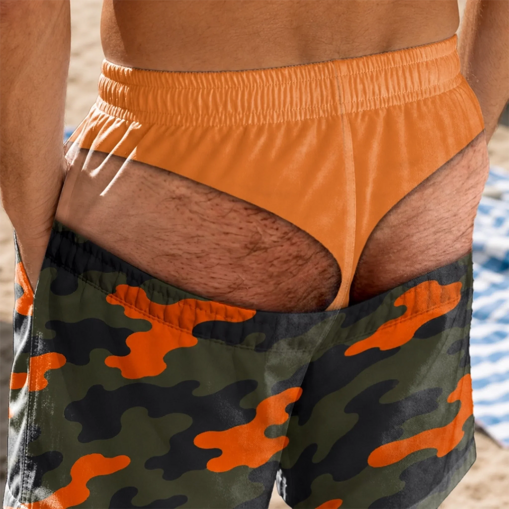 Custom Funny Men Swim Trunks - Personalized Birthday Gifts For Husband, Son, Grandson, Brother, Grandpa, Dad, Yourself - The View Gets Better