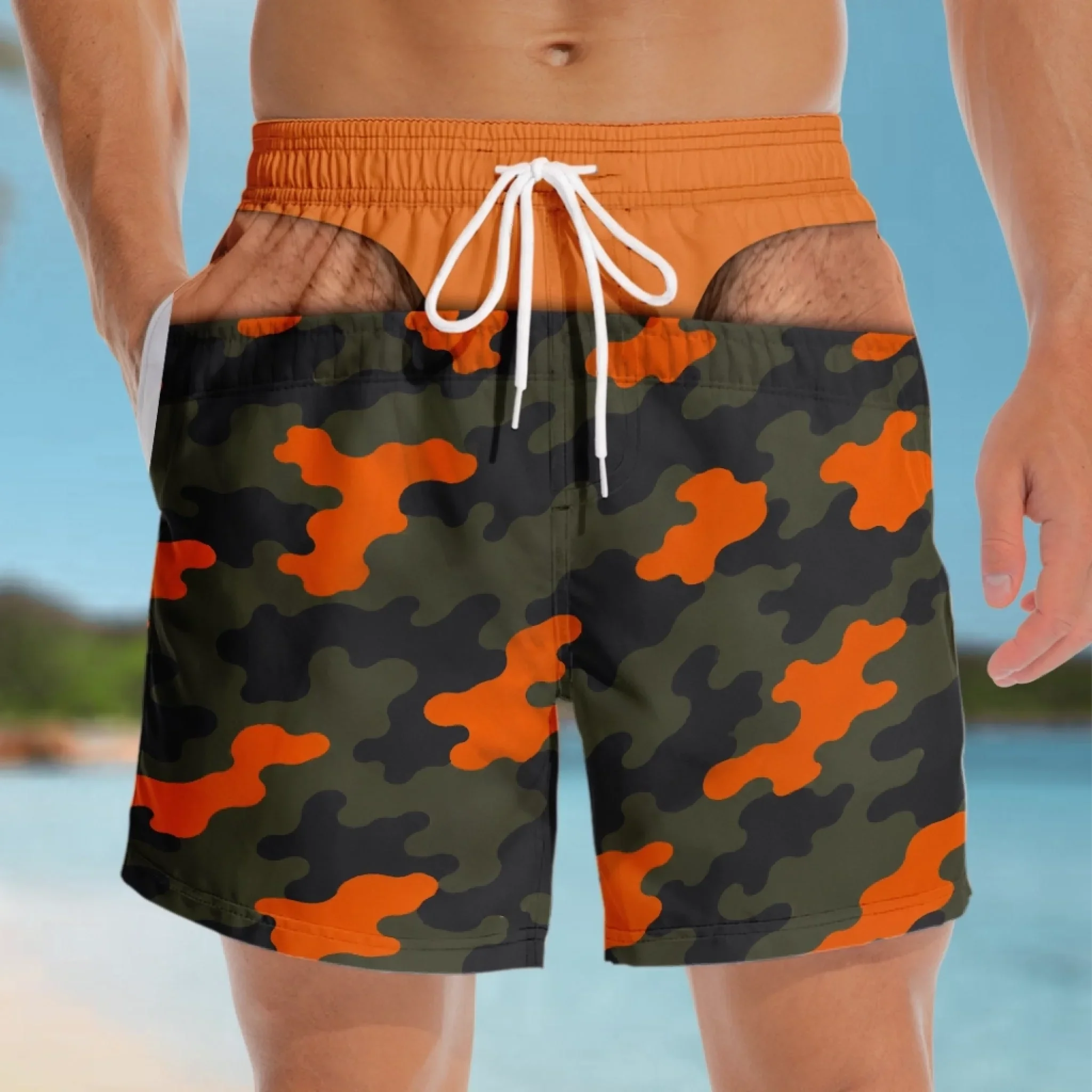 Custom Funny Men Swim Trunks - Personalized Birthday Gifts For Husband, Son, Grandson, Brother, Grandpa, Dad, Yourself - The View Gets Better