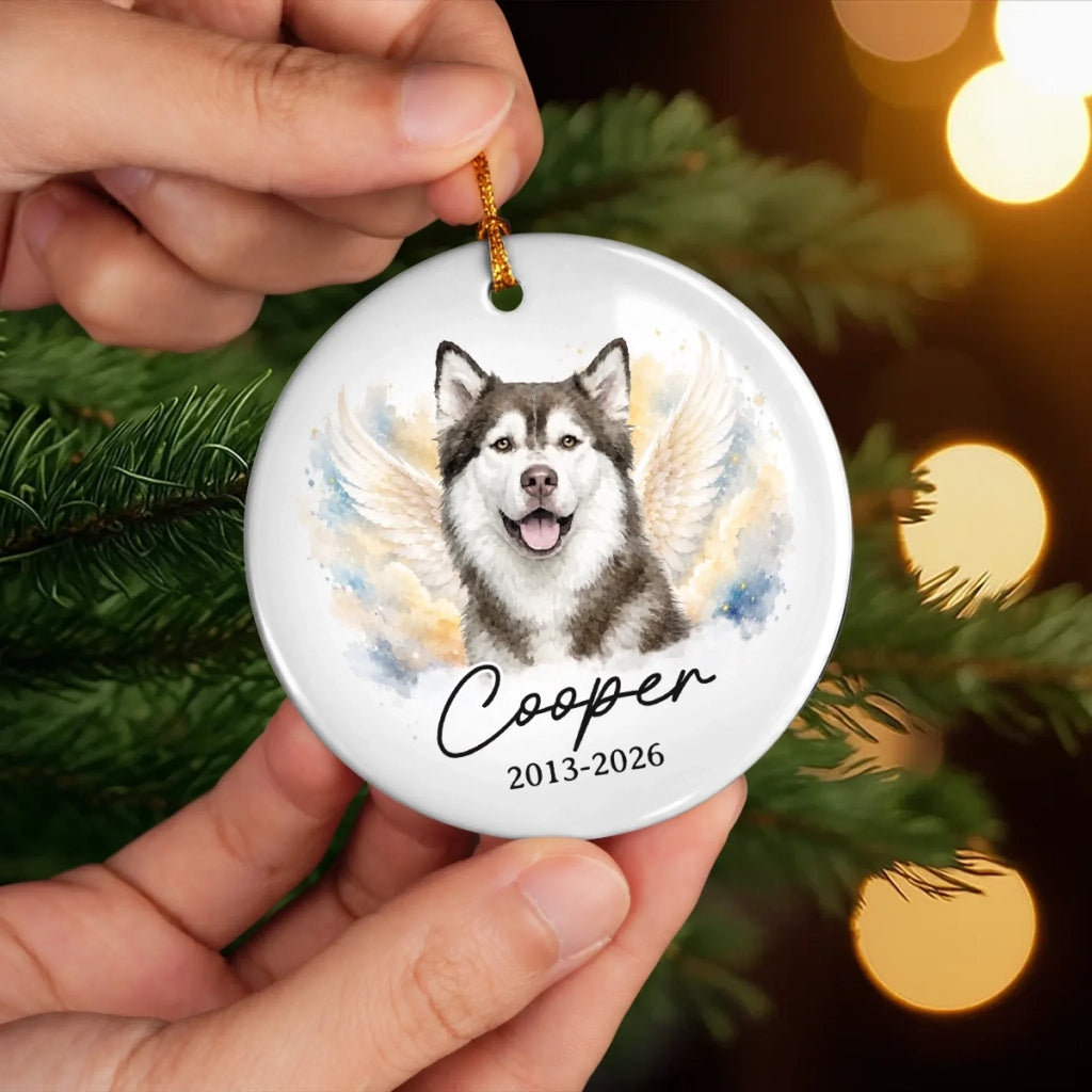 Custom Photo Ceramic Ornament - Personalized Pet Christmas Memorial Sympathy Gifts For Dogs, Cats - Forever In Loving Memory