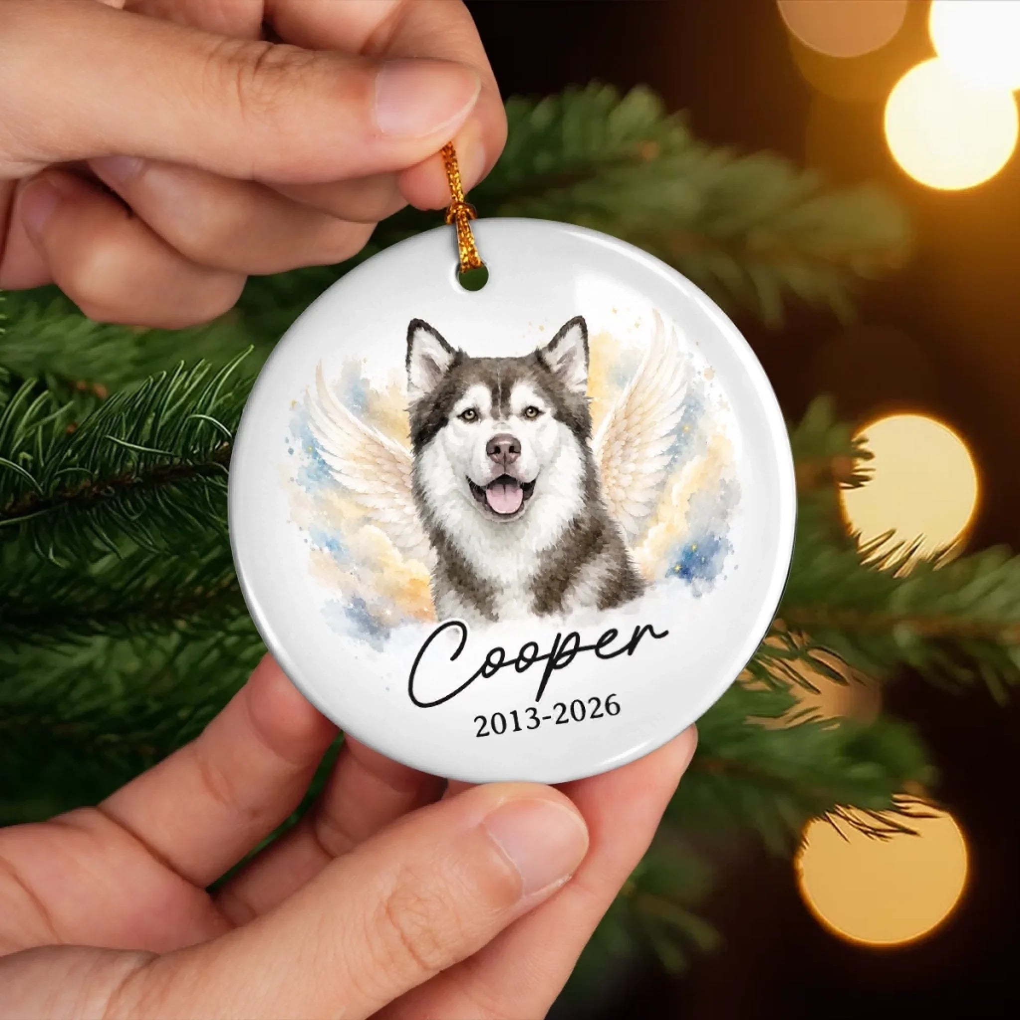 Custom Photo Ceramic Ornament - Personalized Pet Christmas Memorial Sympathy Gifts For Dogs, Cats - Forever In Loving Memory