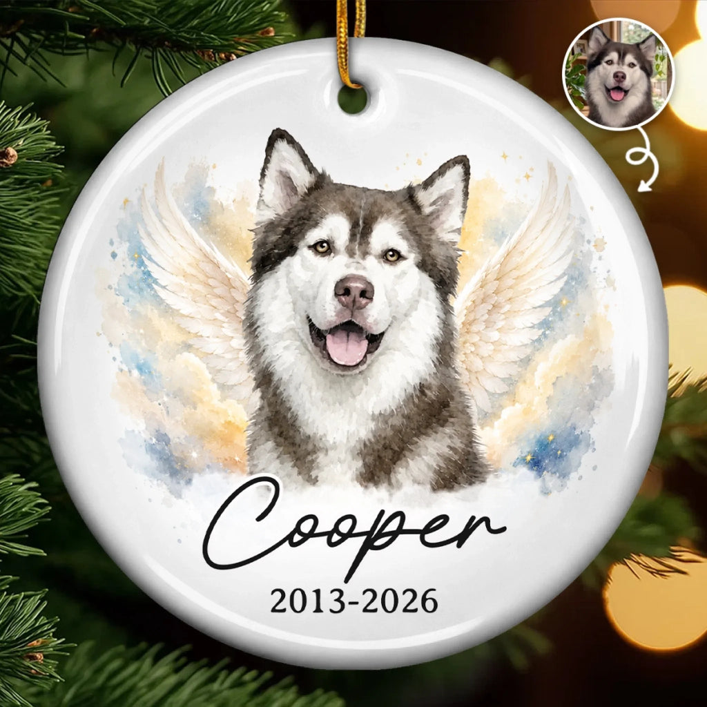 Custom Photo Ceramic Ornament - Personalized Pet Christmas Memorial Sympathy Gifts For Dogs, Cats - Forever In Loving Memory
