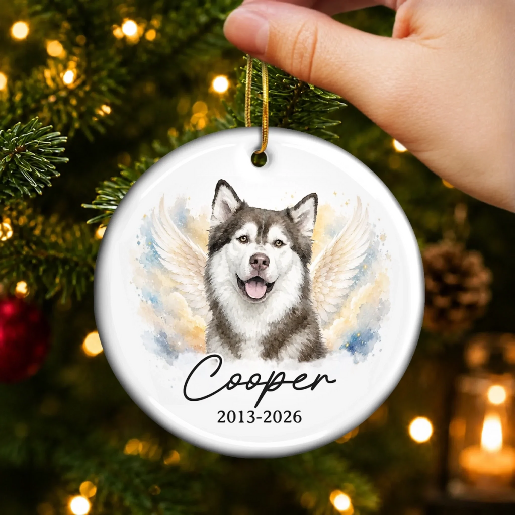 Custom Photo Ceramic Ornament - Personalized Pet Christmas Memorial Sympathy Gifts For Dogs, Cats - Forever In Loving Memory