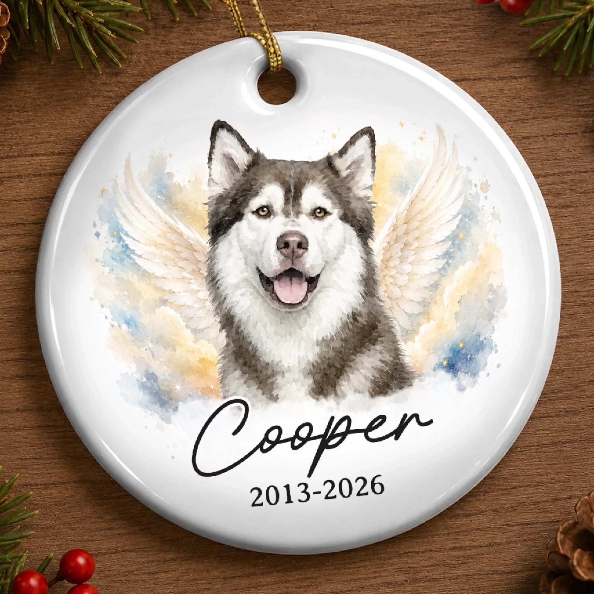 Custom Photo Ceramic Ornament - Personalized Pet Christmas Memorial Sympathy Gifts For Dogs, Cats - Forever In Loving Memory