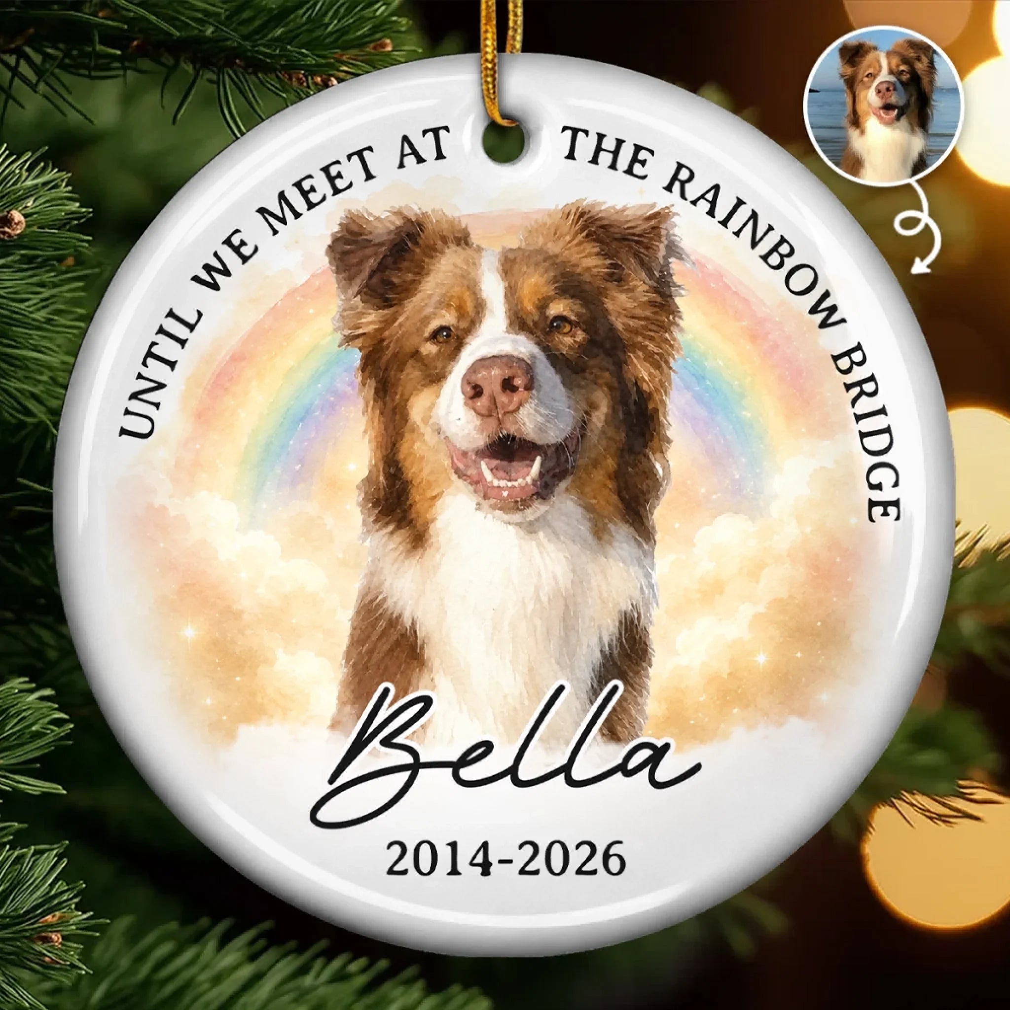 Custom Photo Ceramic Ornament - Personalized Pet Christmas Memorial Sympathy Gifts For Dogs, Cats - Always Missed Deeply Loved
