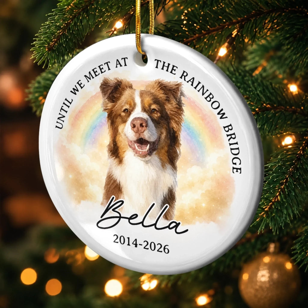 Custom Photo Ceramic Ornament - Personalized Pet Christmas Memorial Sympathy Gifts For Dogs, Cats - Always Missed Deeply Loved