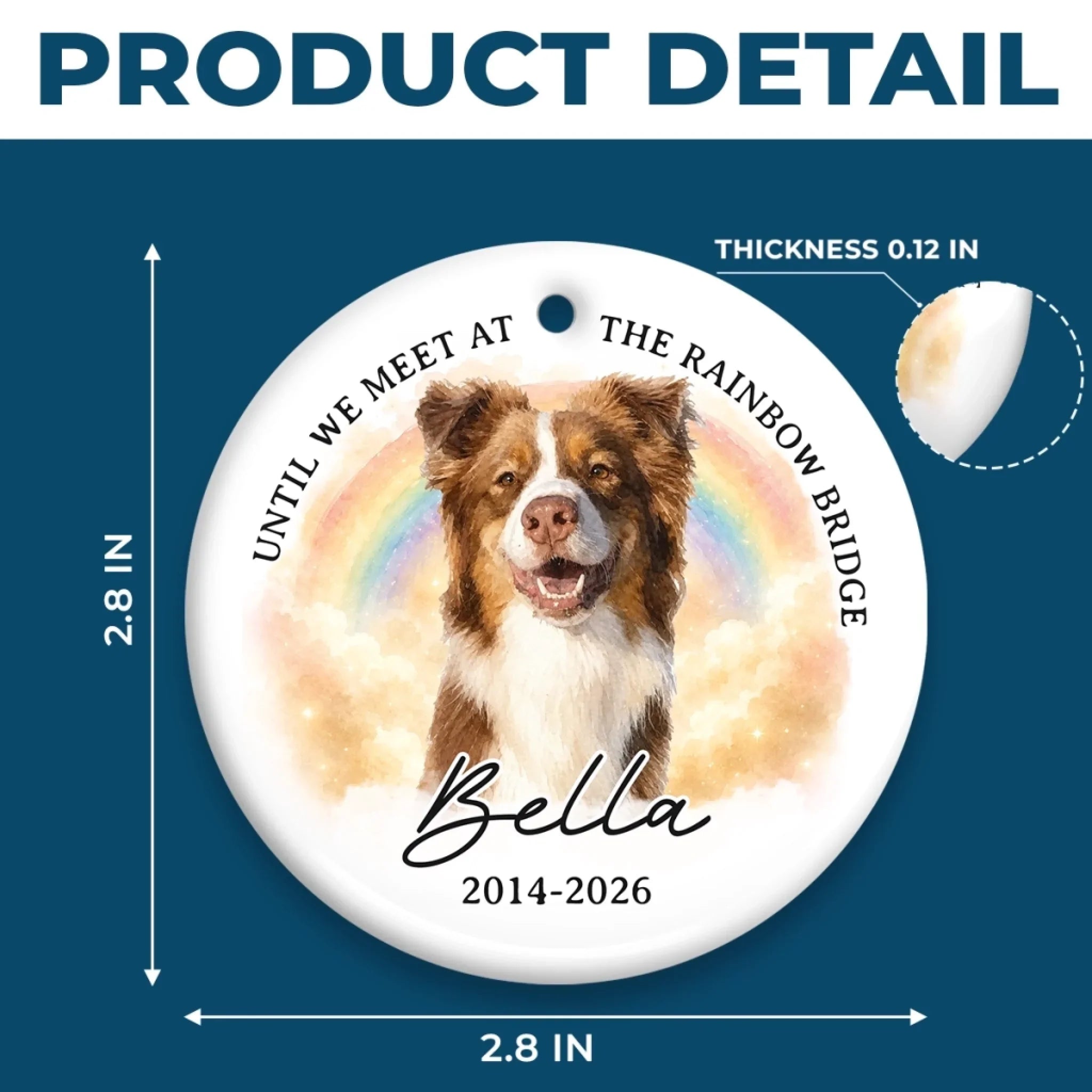 Custom Photo Ceramic Ornament - Personalized Pet Christmas Memorial Sympathy Gifts For Dogs, Cats - Always Missed Deeply Loved