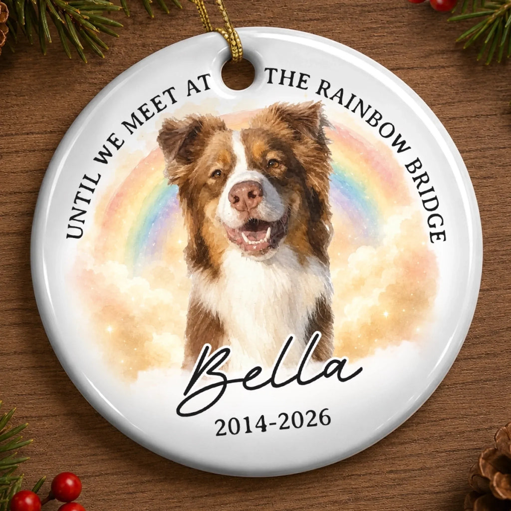 Custom Photo Ceramic Ornament - Personalized Pet Christmas Memorial Sympathy Gifts For Dogs, Cats - Always Missed Deeply Loved