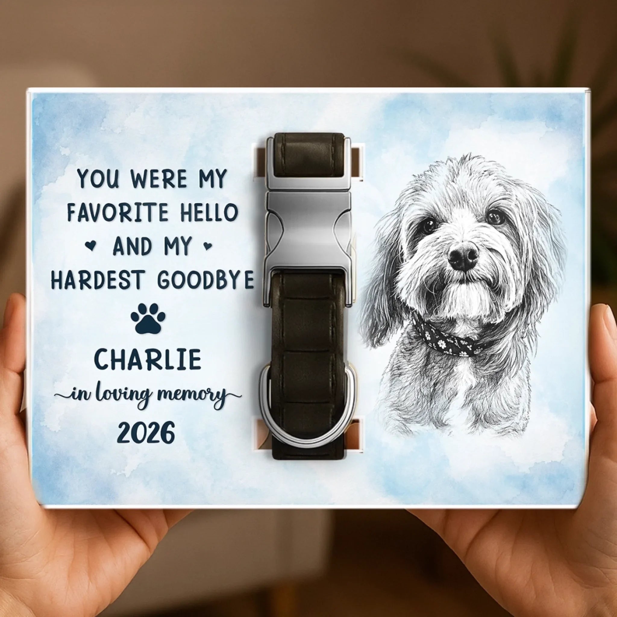 Custom Photo Pet Collar Memorial Frame - Personalized Pet Memorial Sympathy Gifts For Dogs, Cats - Forever In Loving Memory
