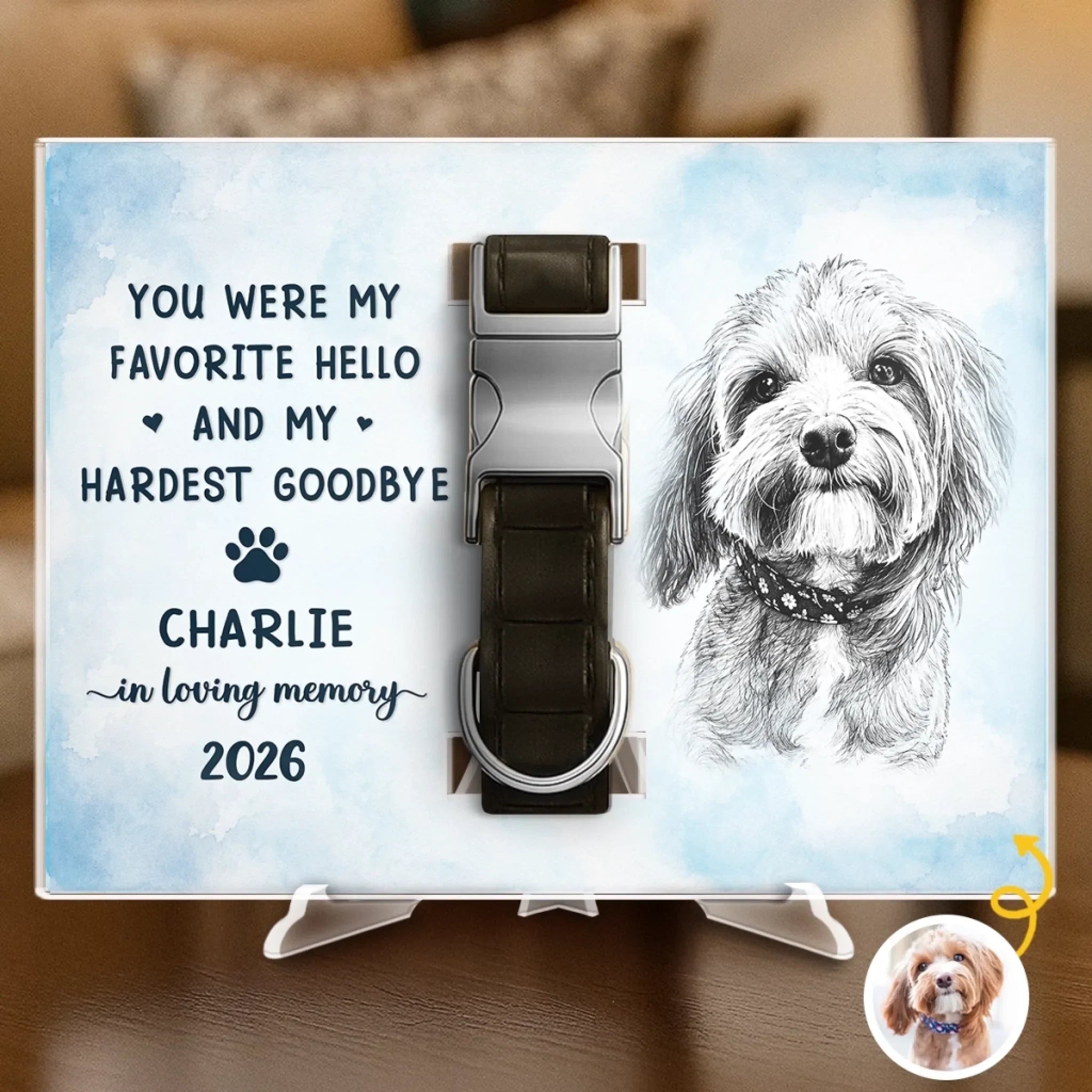 Custom Photo Pet Collar Memorial Frame - Personalized Pet Memorial Sympathy Gifts For Dogs, Cats - Forever In Loving Memory