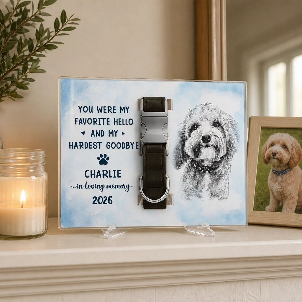 Custom Photo Pet Collar Memorial Frame - Personalized Pet Memorial Sympathy Gifts For Dogs, Cats - Forever In Loving Memory