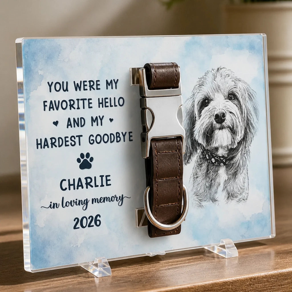 Custom Photo Pet Collar Memorial Frame - Personalized Pet Memorial Sympathy Gifts For Dogs, Cats - Forever In Loving Memory