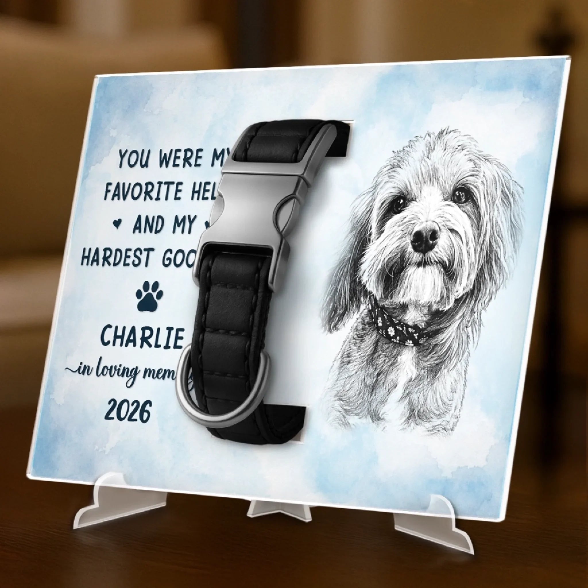Custom Photo Pet Collar Memorial Frame - Personalized Pet Memorial Sympathy Gifts For Dogs, Cats - Forever In Loving Memory