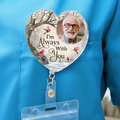 Custom Photo Acrylic Badge Reel - Personalized Memorial Sympathy Gifts For Loss Of Mom, Dad - Gone From Sight Not From Heart