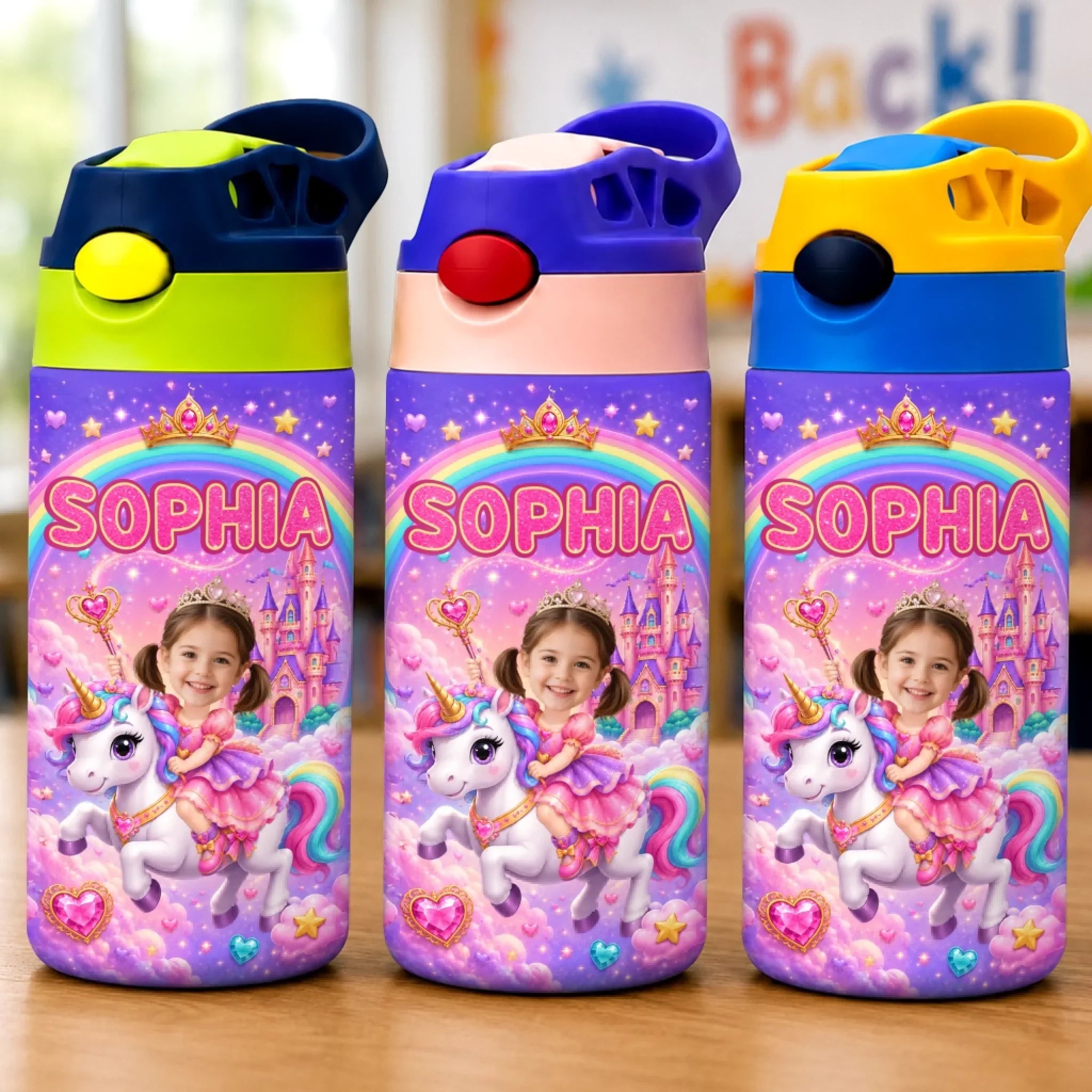 Custom Photo Kids Insulated Water Bottle - Personalized Back To School Gifts For Kids - Big Dreams Begin