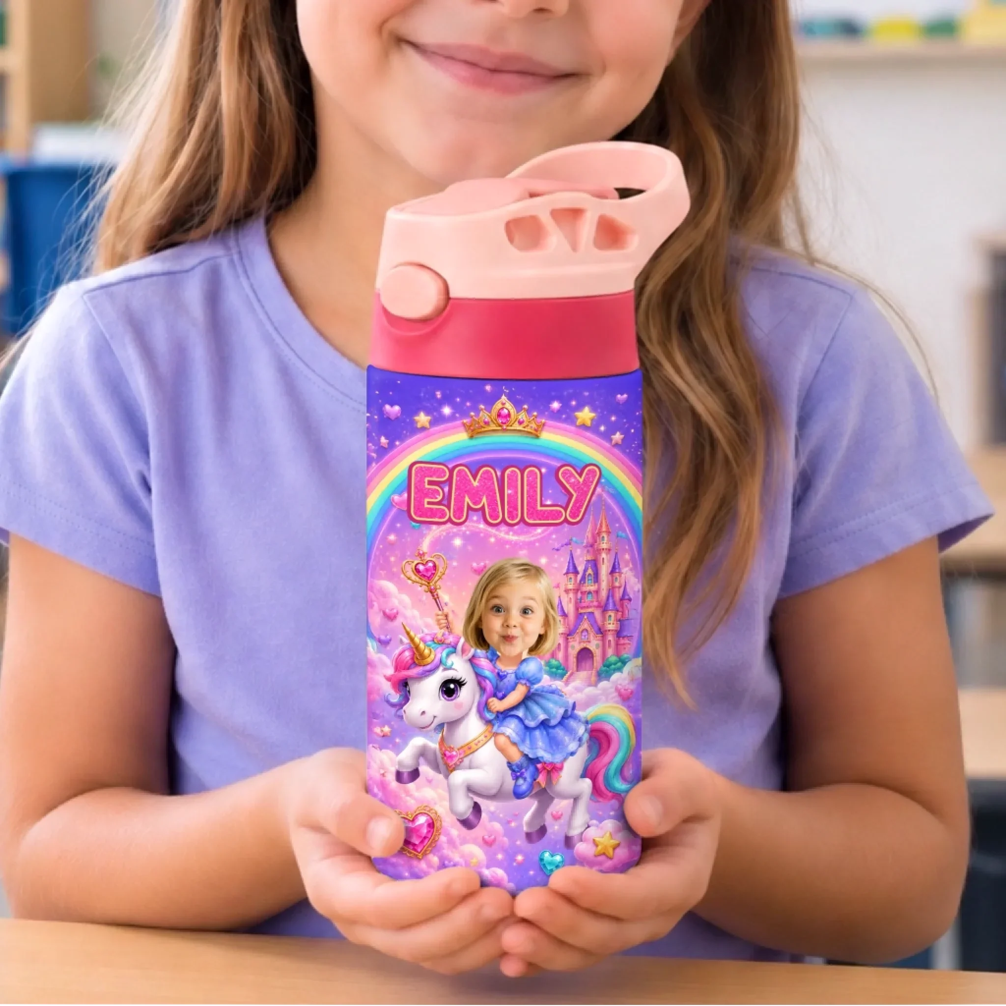 Custom Photo Kids Insulated Water Bottle - Personalized Back To School Gifts For Kids - Big Dreams Begin