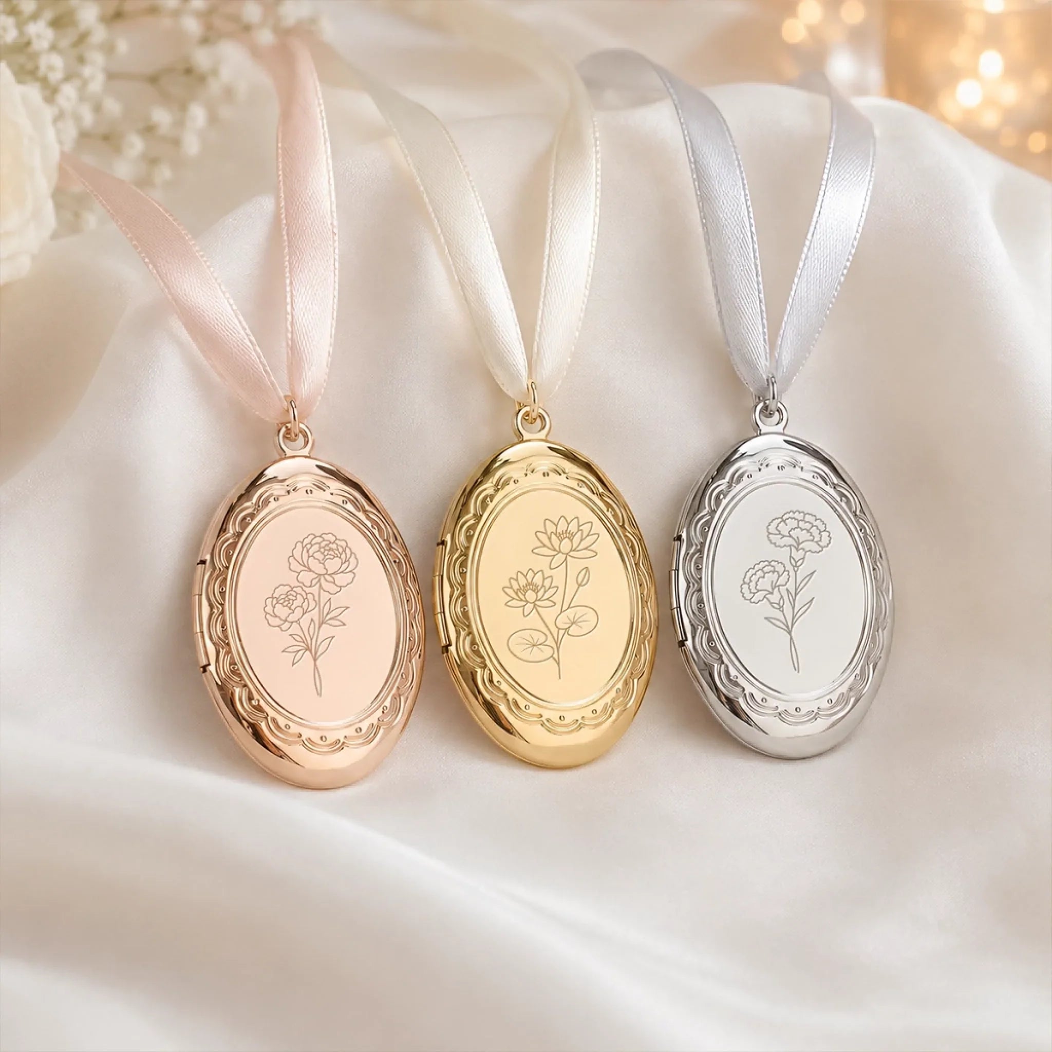 Custom Photo Locket Bouquet Charm – Personalized Memorial Sympathy Gifts For Brides - Walk Down The Aisle Together