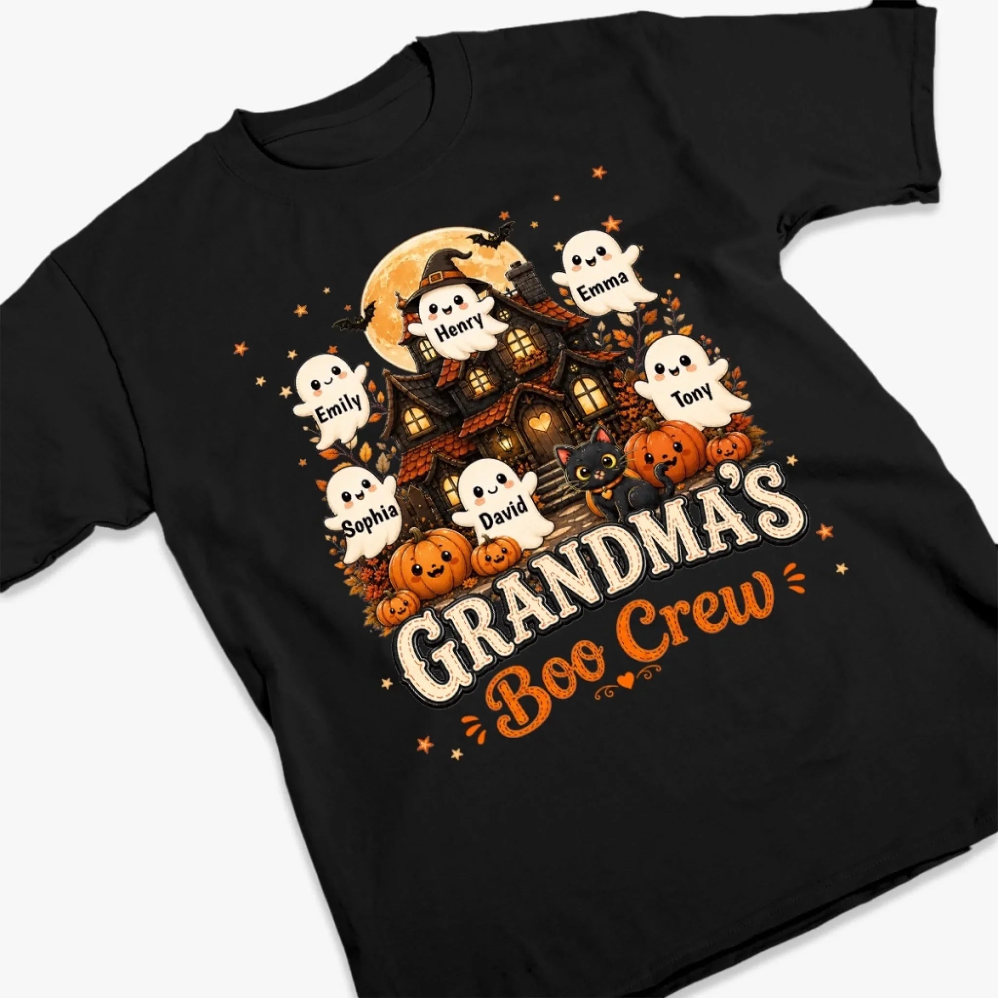 Custom Boo Crew T-shirt, Hoodie - Personalized Halloween Birthday Gifts For Mom, Grandma - Our Happy Haunted Crew