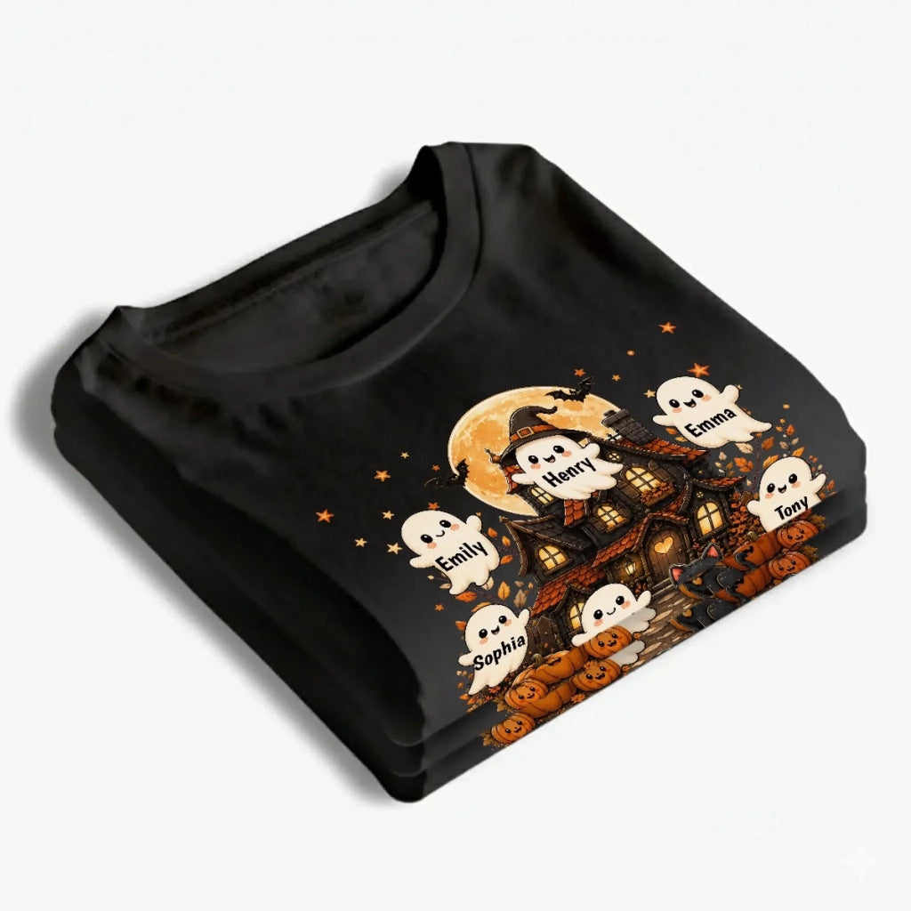 Custom Boo Crew T-shirt, Hoodie - Personalized Halloween Birthday Gifts For Mom, Grandma - Our Happy Haunted Crew