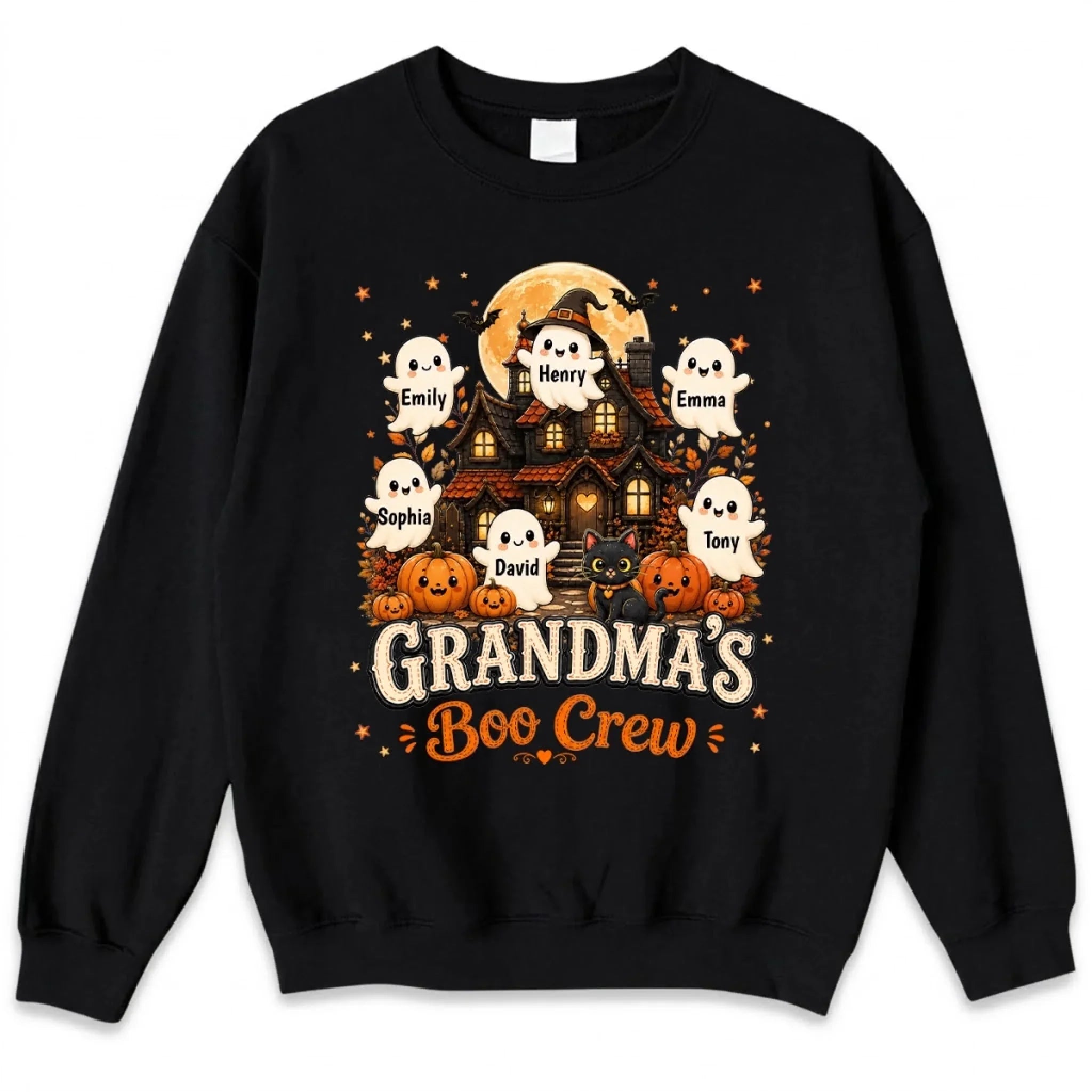 Custom Boo Crew T-shirt, Hoodie - Personalized Halloween Birthday Gifts For Mom, Grandma - Our Happy Haunted Crew