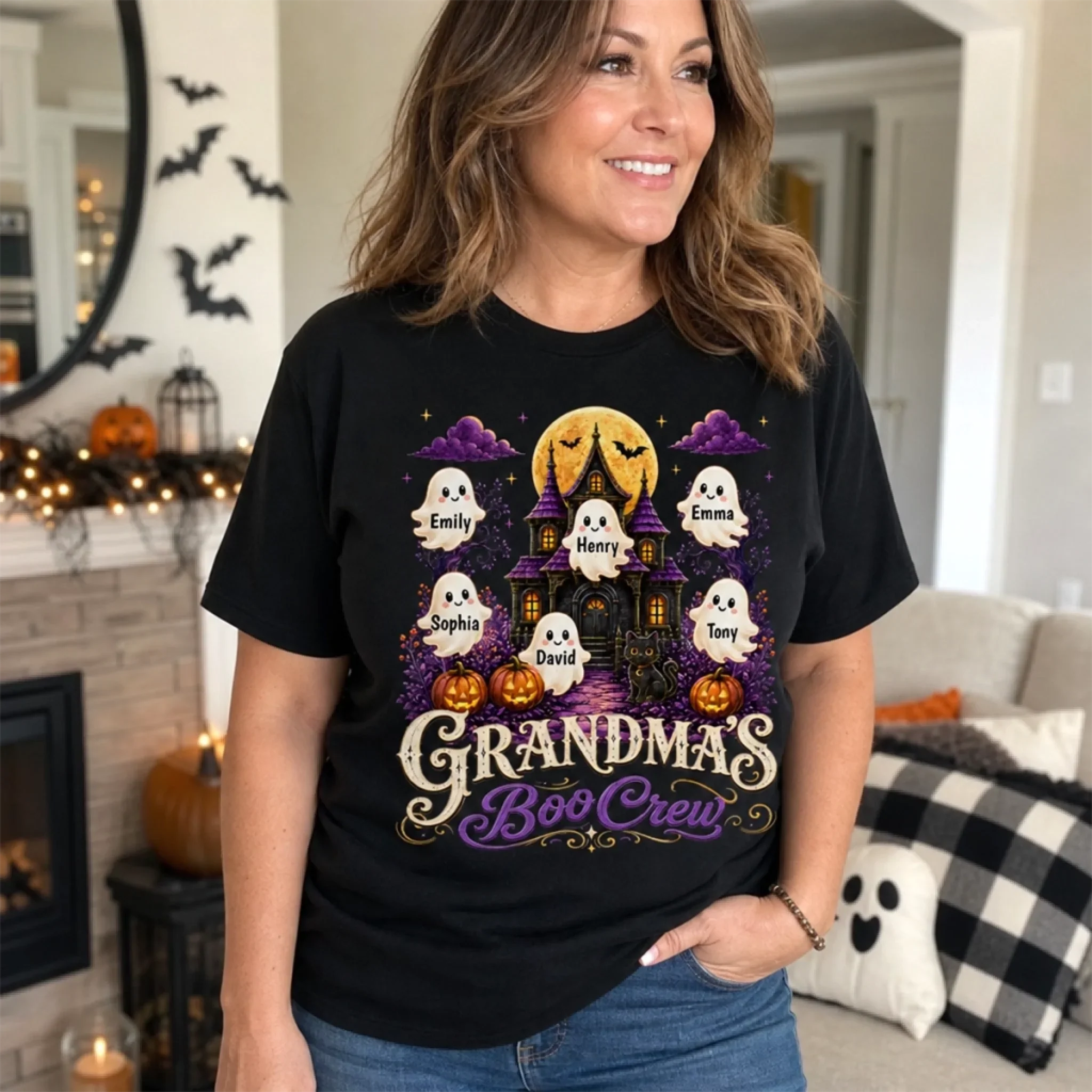Custom Boo Crew T-shirt, Hoodie - Personalized Halloween Birthday Gifts For Mom, Grandma - Too Cute To Spook